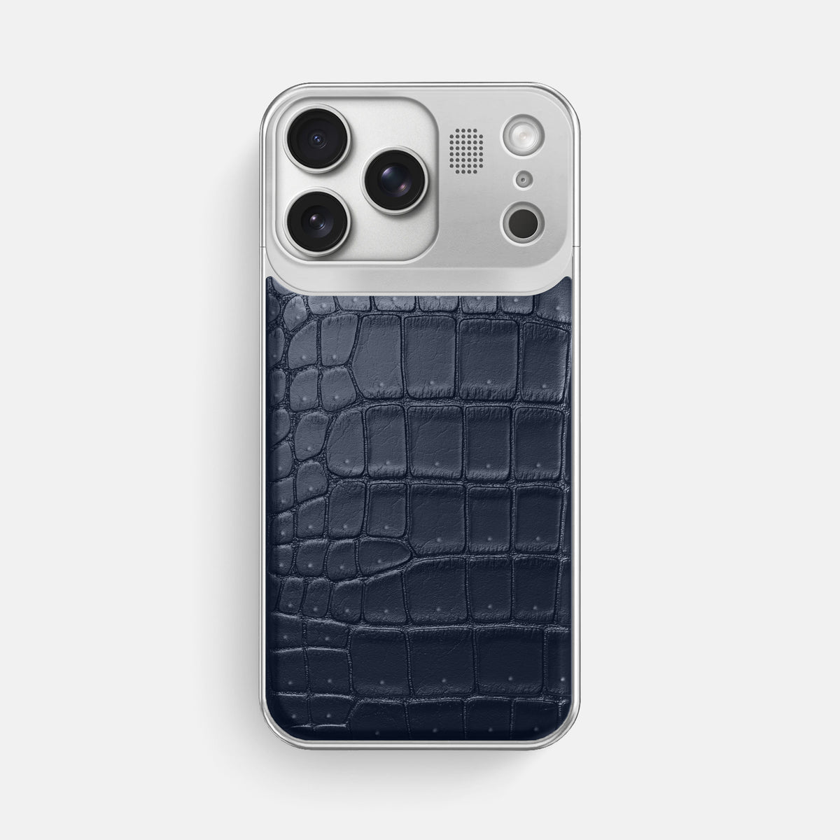 Metal Case For iPhone 17 Pro Max In Porosus Crocodile -1 | Deep-Blue-Sea-Steel