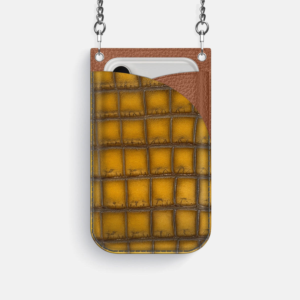 Crossbody Bag For iPhone 18 Pro In Patina Alligator -1 | Sydney-Steel