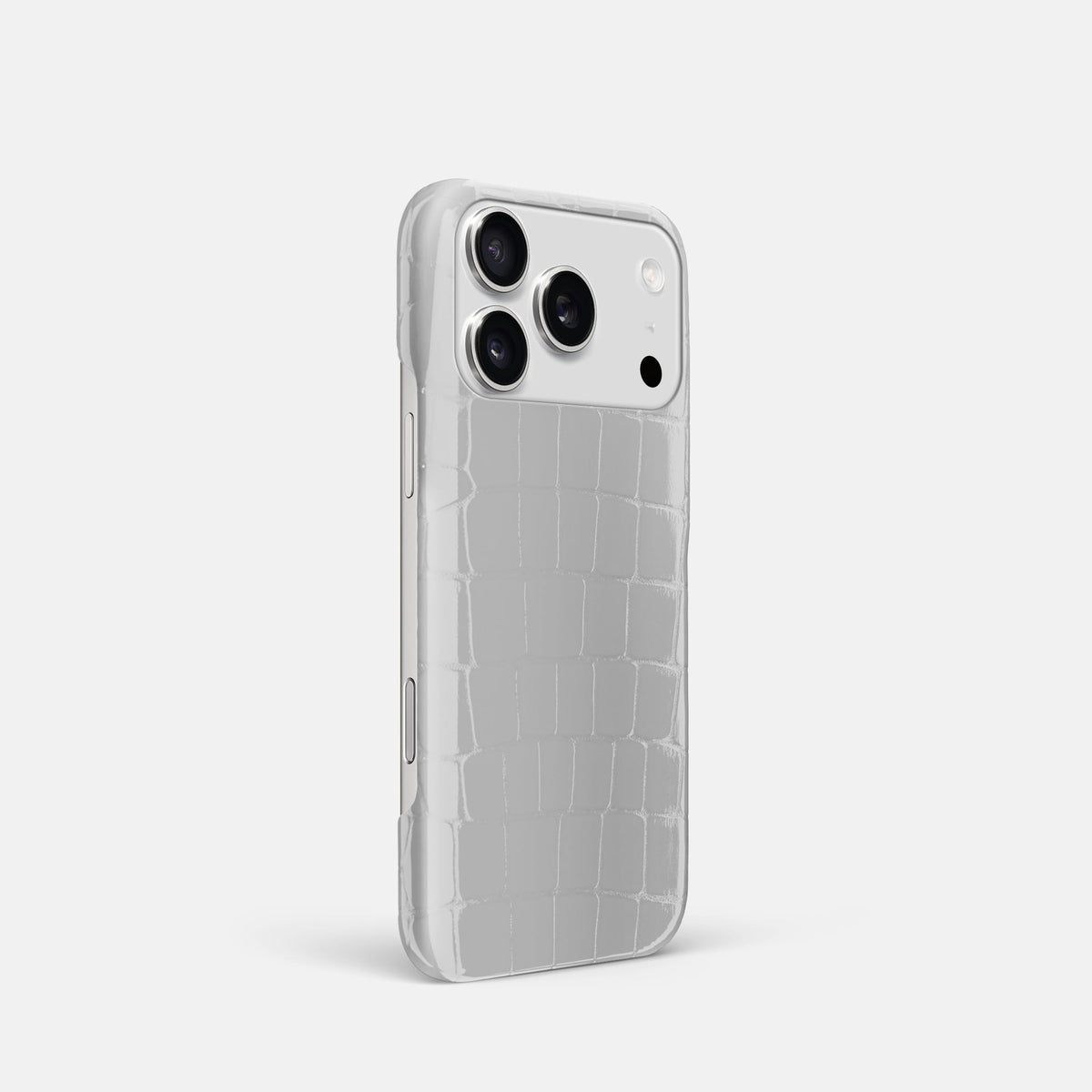 Slim Case For iPhone 18 Pro In Shiny Alligator -2 | White