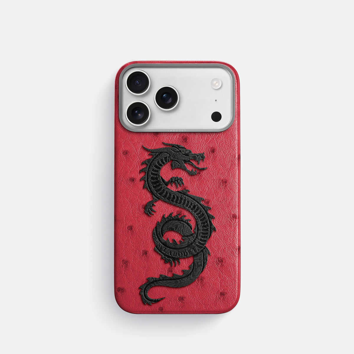 Classic Case With Carbon Dragon For iPhone 17 Pro In Ostrich -1 | Red-Steel