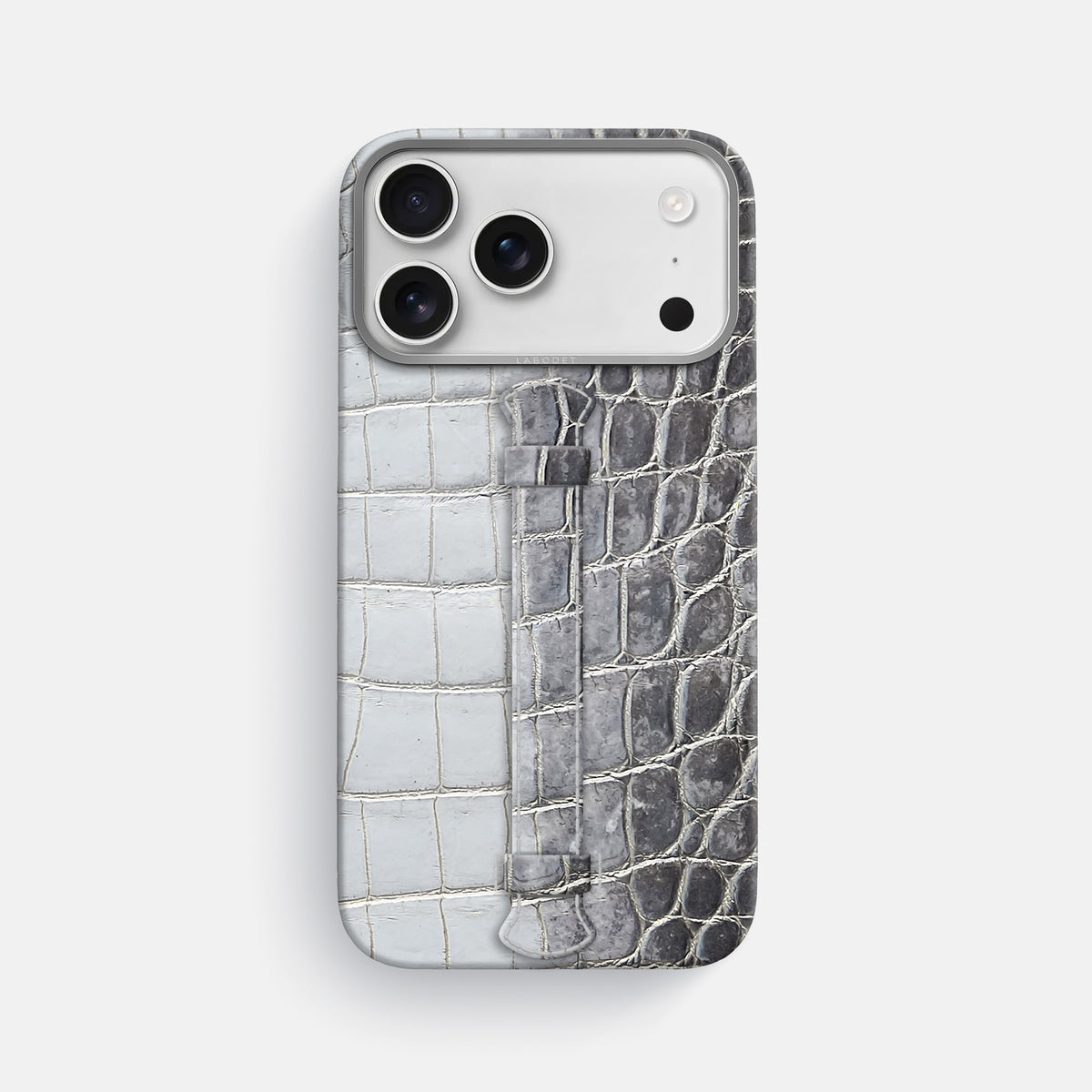 Center Handle For iPhone 17 Pro Max In Himalayan Crocodile -1 | Silver-Steel