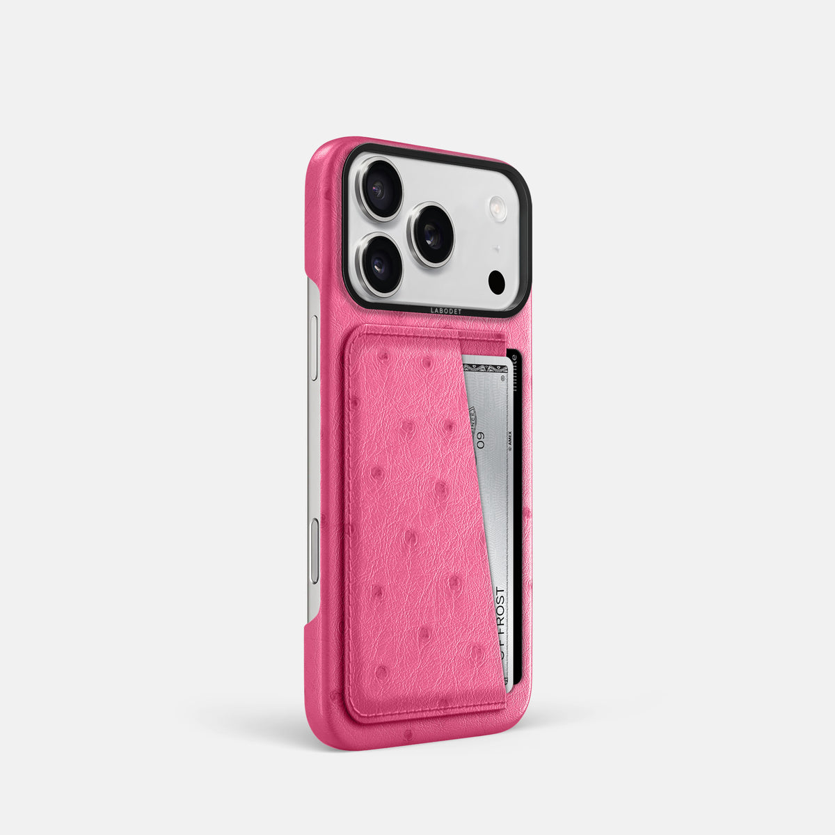 Double Card Case For iPhone 17 Pro In Ostrich -2 | Pink-Black