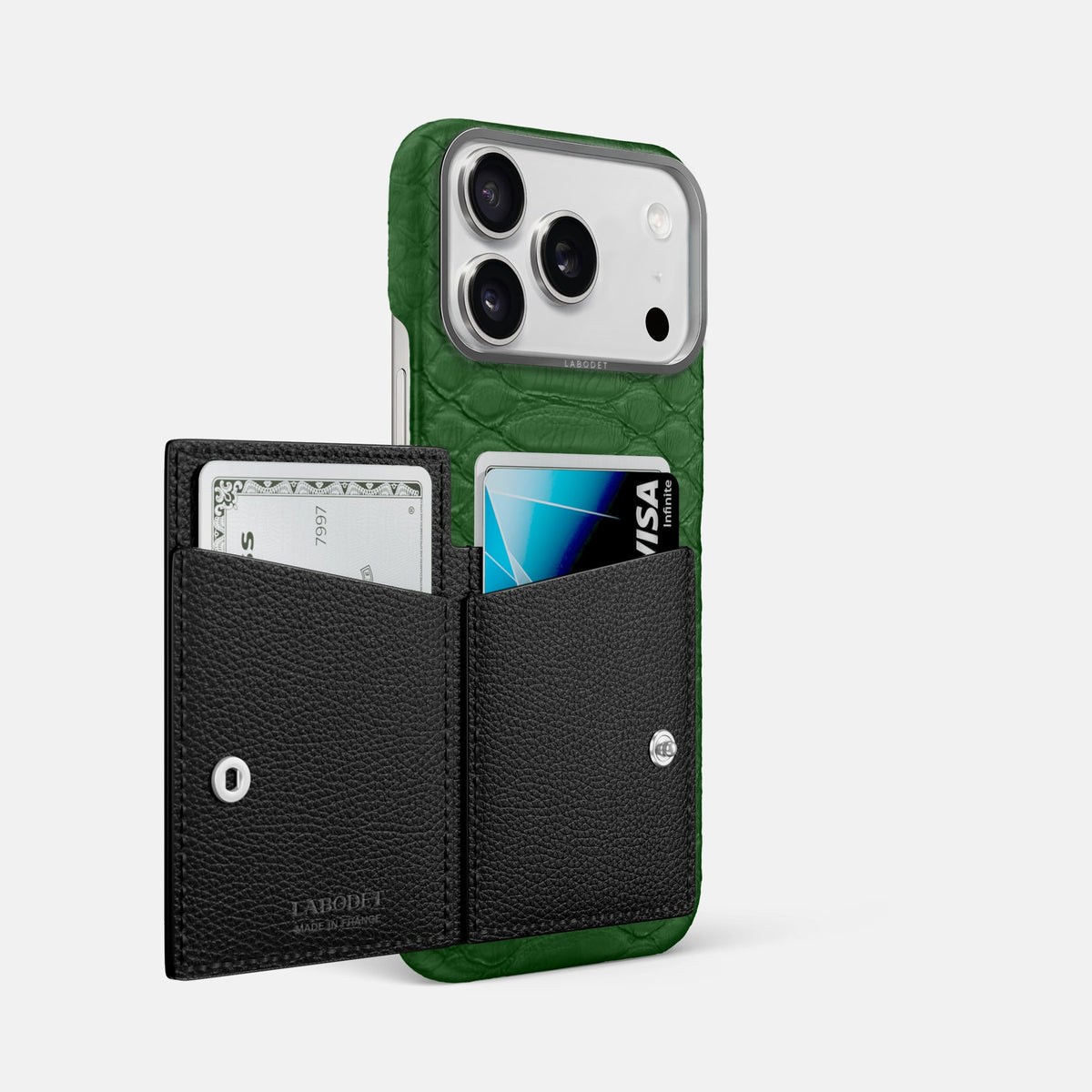 Bi-Fold Case For iPhone 18 Pro Max In Python -2 | Green-Steel