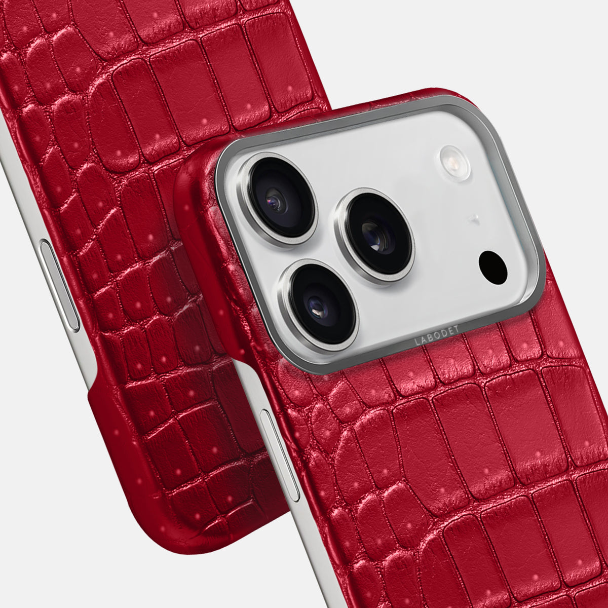 Classic Case For iPhone 17 Pro In Porosus Crocodile -6 | Burgundy-Steel