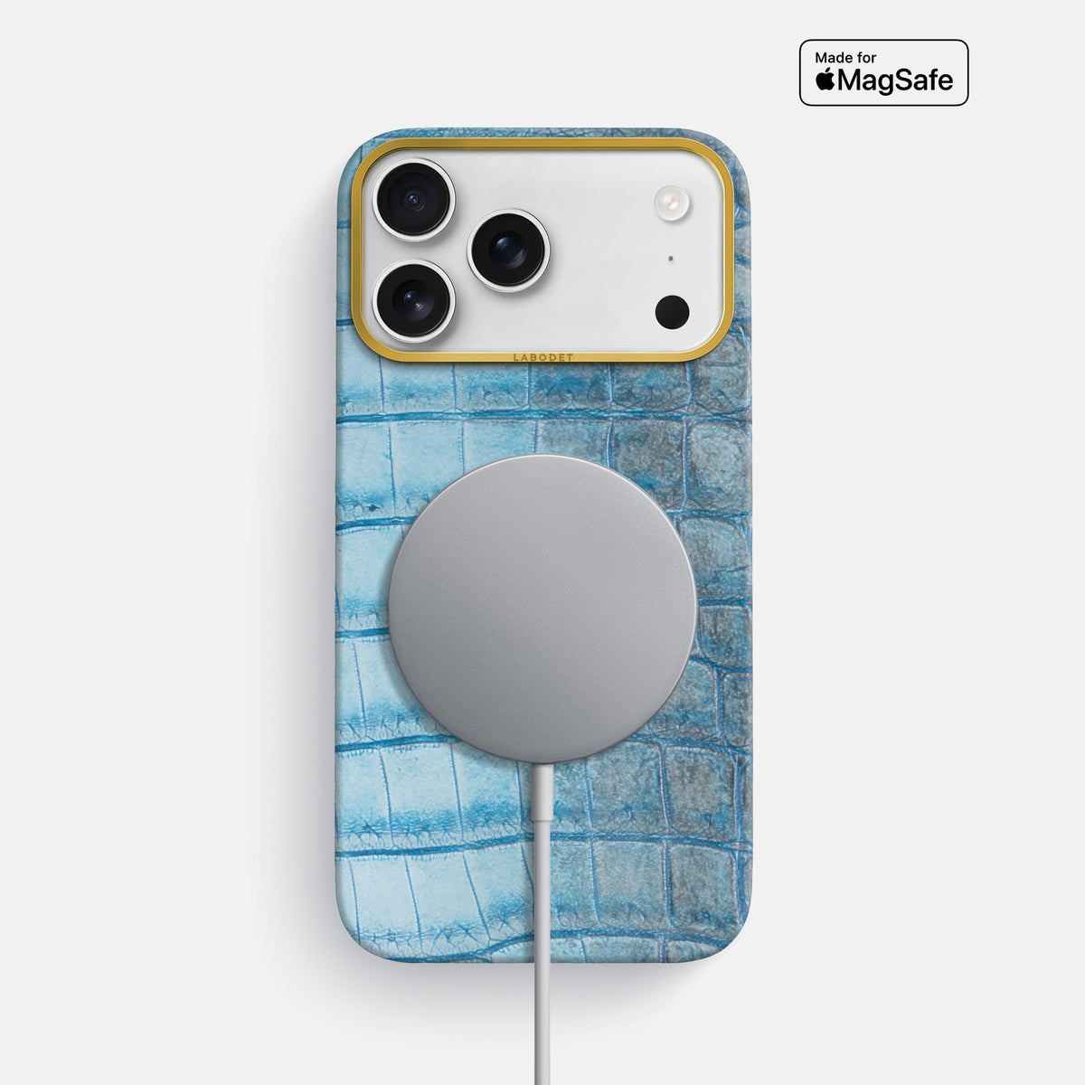 Classic Case For iPhone 17 Pro Max In Himalayan Crocodile -4 | Ice-Blue-Gold