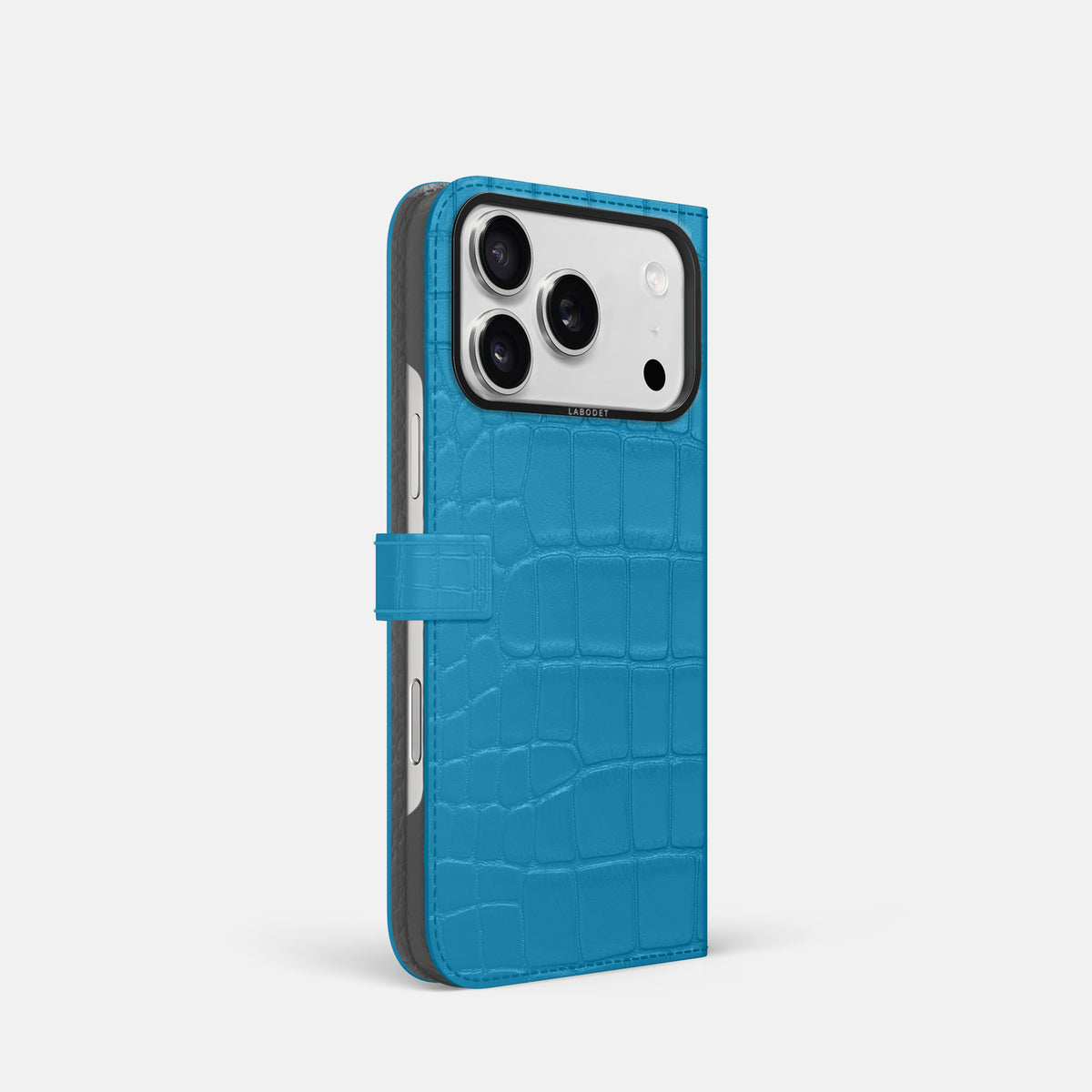 Folio Case with Clasp For iPhone 17 Pro In Alligator -1 | Curaçao-Blue-Black