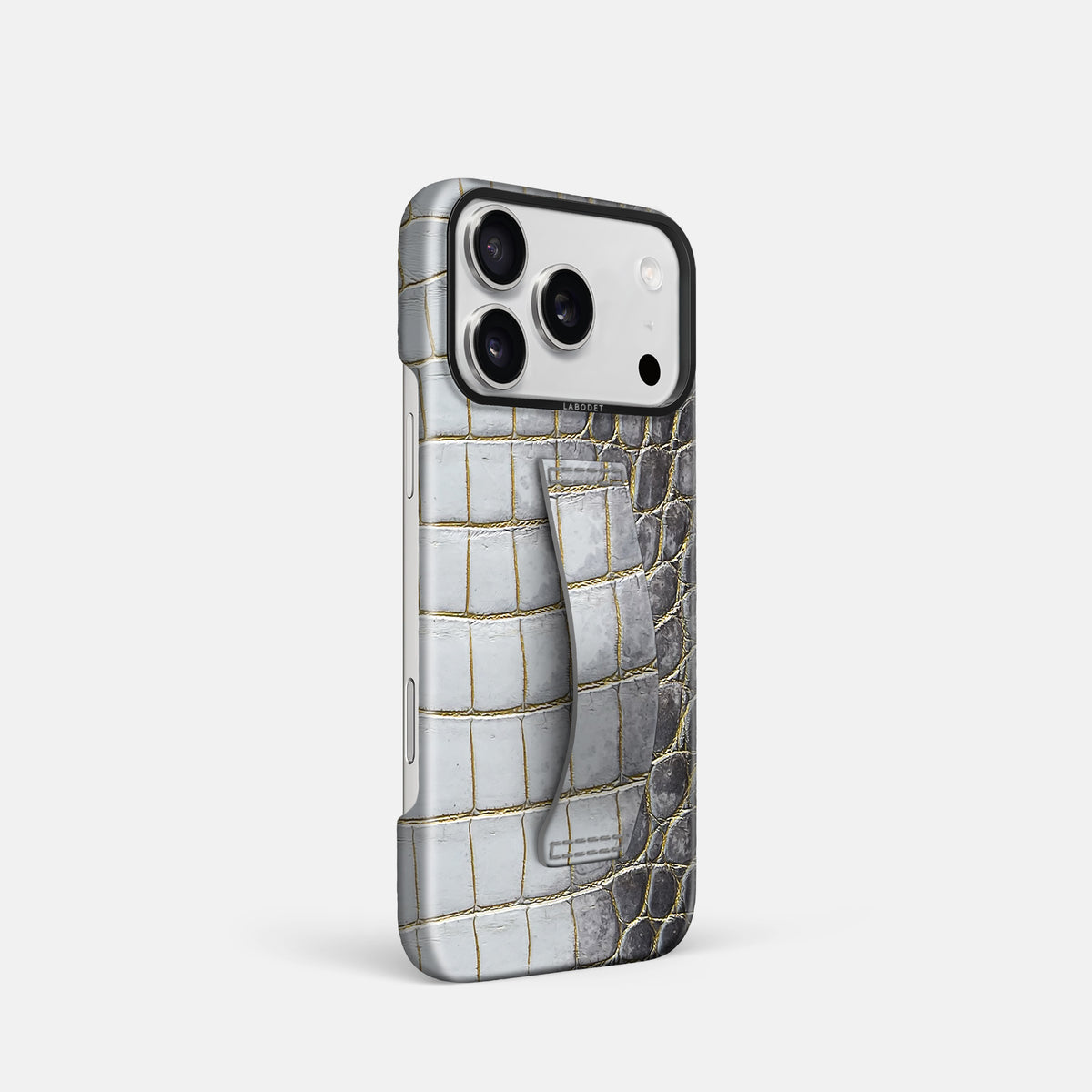 Finger Case For iPhone 17 Pro In Himalayan Crocodile -2 | Gold-Black