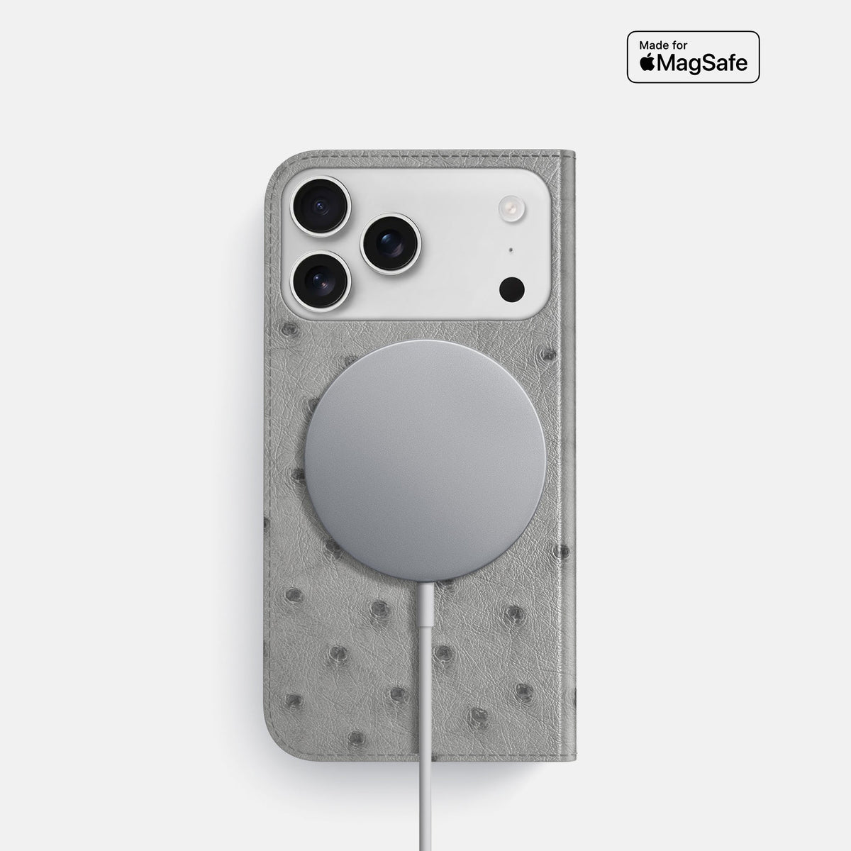 Folio Slim Case For iPhone 18 Pro In Ostrich -3 | Silver