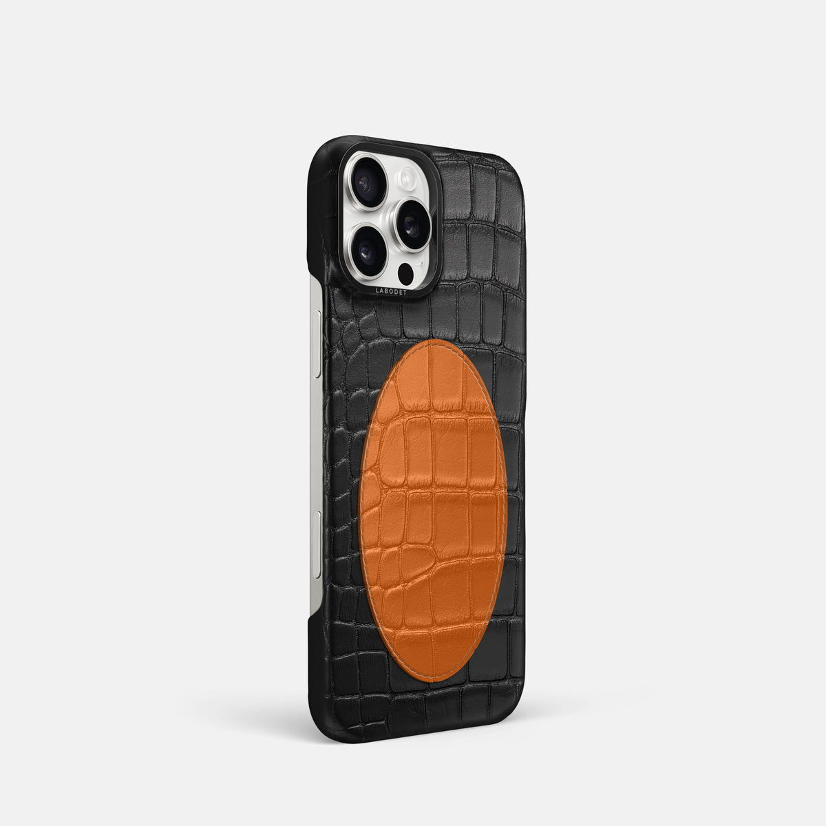 Classic Case With Oval For iPhone 16 Pro In Alligator -2 | Black-Black