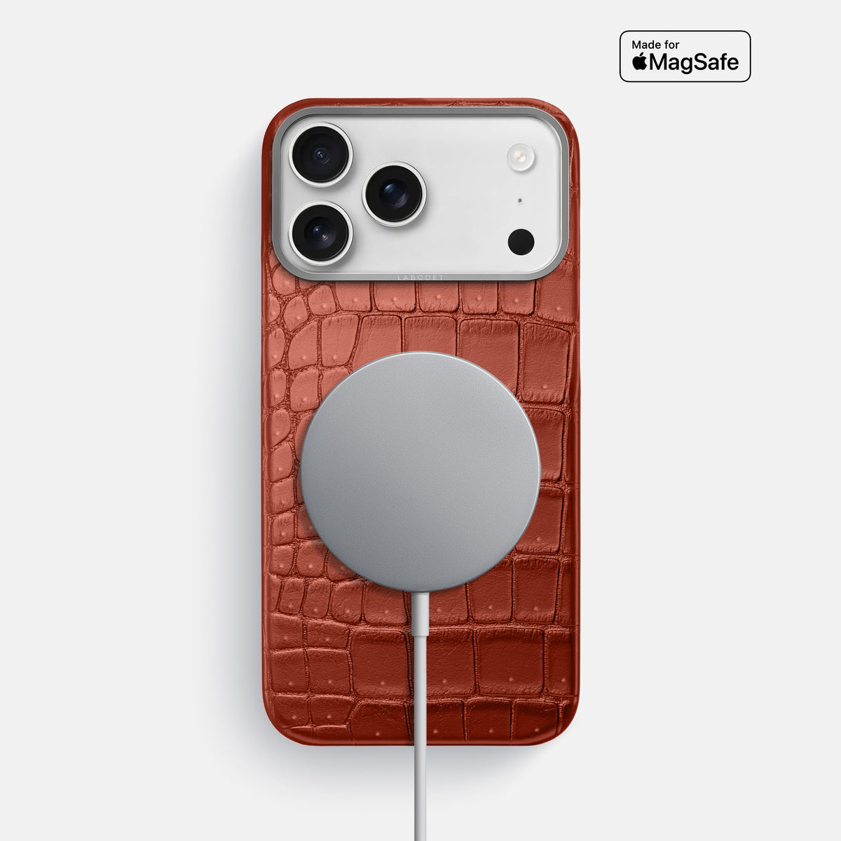 Classic Case For iPhone 17 Pro Max In Porosus Crocodile -5 | Mahogany-Brown-Steel