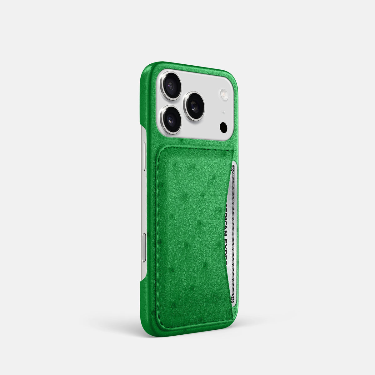 Slim Card Case For iPhone 17 Pro In Ostrich -2 | Kentucky-Green