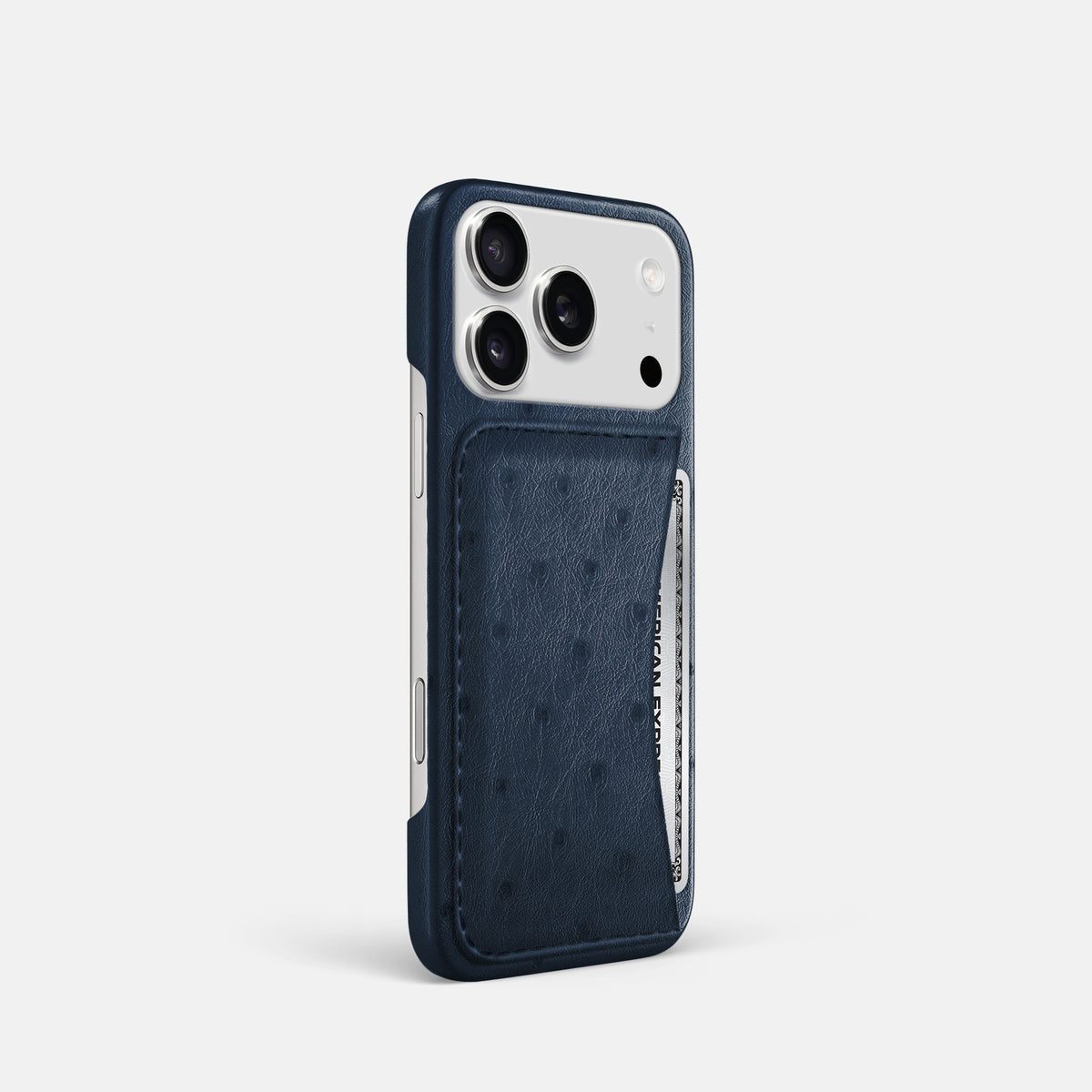 Slim Card Case For iPhone 17 Pro In Ostrich -2 | Navy-Blue