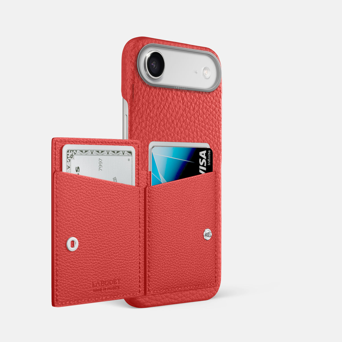 Bi-Fold Case For iPhone 17 Air In Calf -2 | Red-Steel