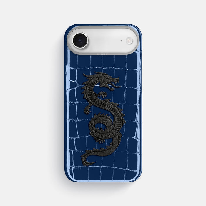 Classic Case With Carbon Dragon For iPhone 17 Air In Shiny Alligator -1 | Mediterranean-Steel