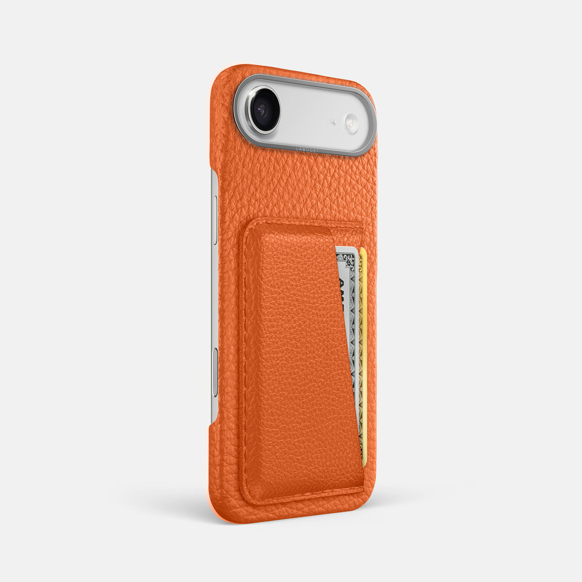 Double Card Case For iPhone 17 Air In Calf -2 | Orange-Steel