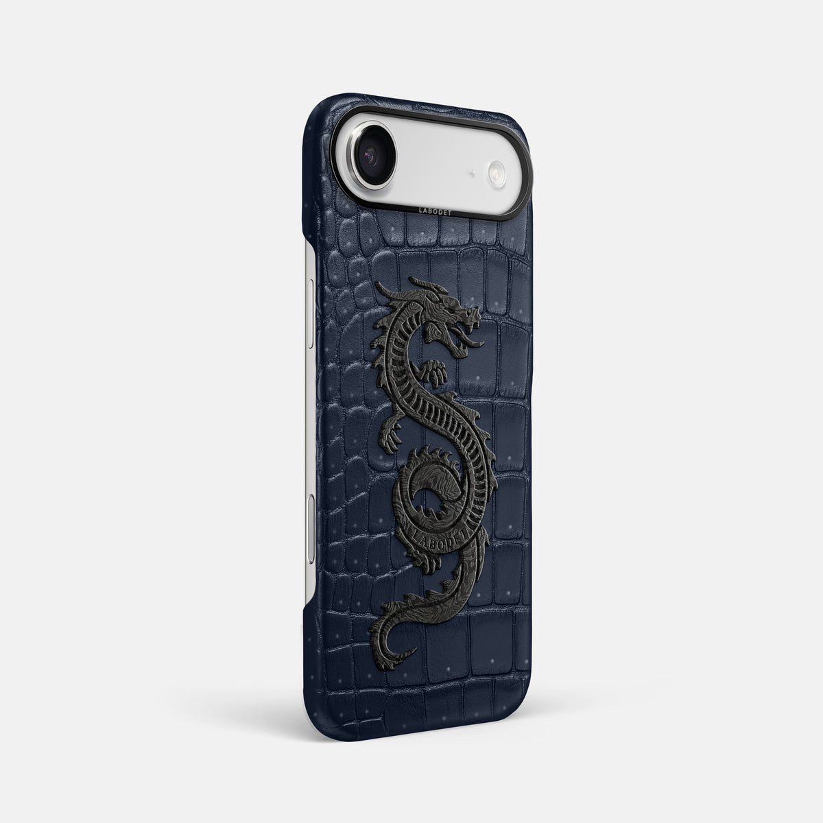 Classic Case With Carbon Dragon For iPhone 17 Air In Porosus Crocodile -2 | Deep-Blue-Sea-Black