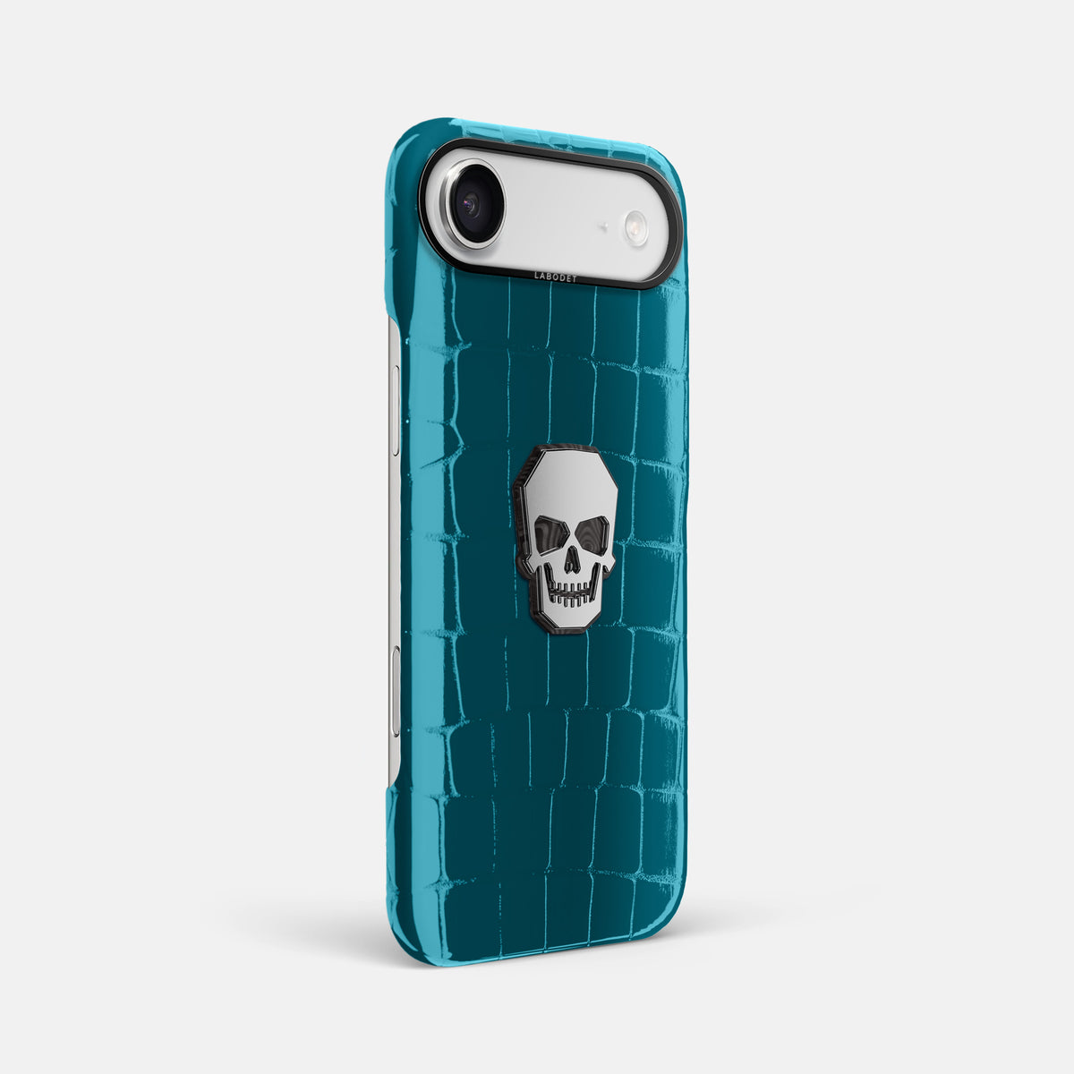 Classic Case With Titanium Skull For iPhone 17 Air In Shiny Alligator -2 | Curacao-Black
