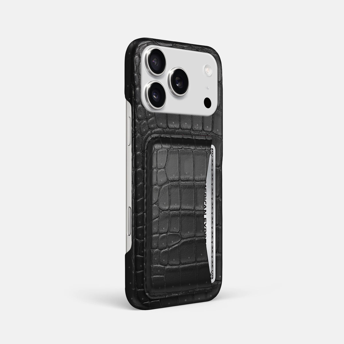 Slim Card Case For iPhone 17 Pro Max In Porosus Crocodile -2 | Black