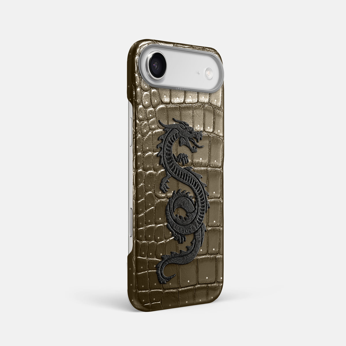 Classic Case With Carbon Dragon For iPhone 17 Air In Porosus Crocodile -2 | Bronze-Steel