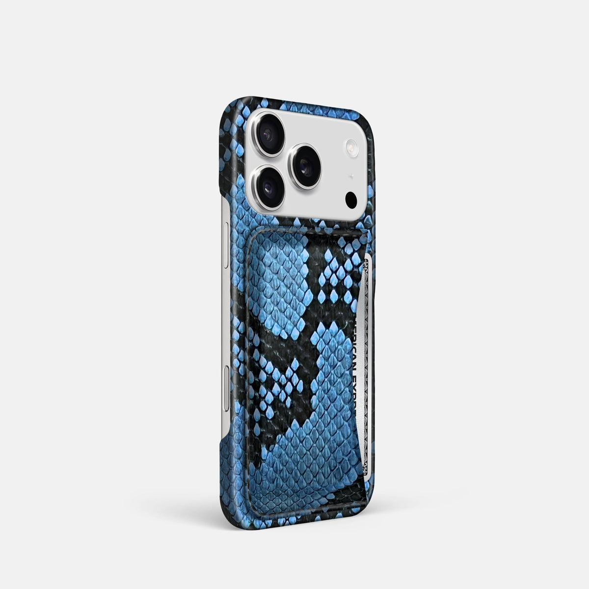 Slim Card Case For iPhone 18 Pro In Deluxe Python -2 | Blue-Jeans