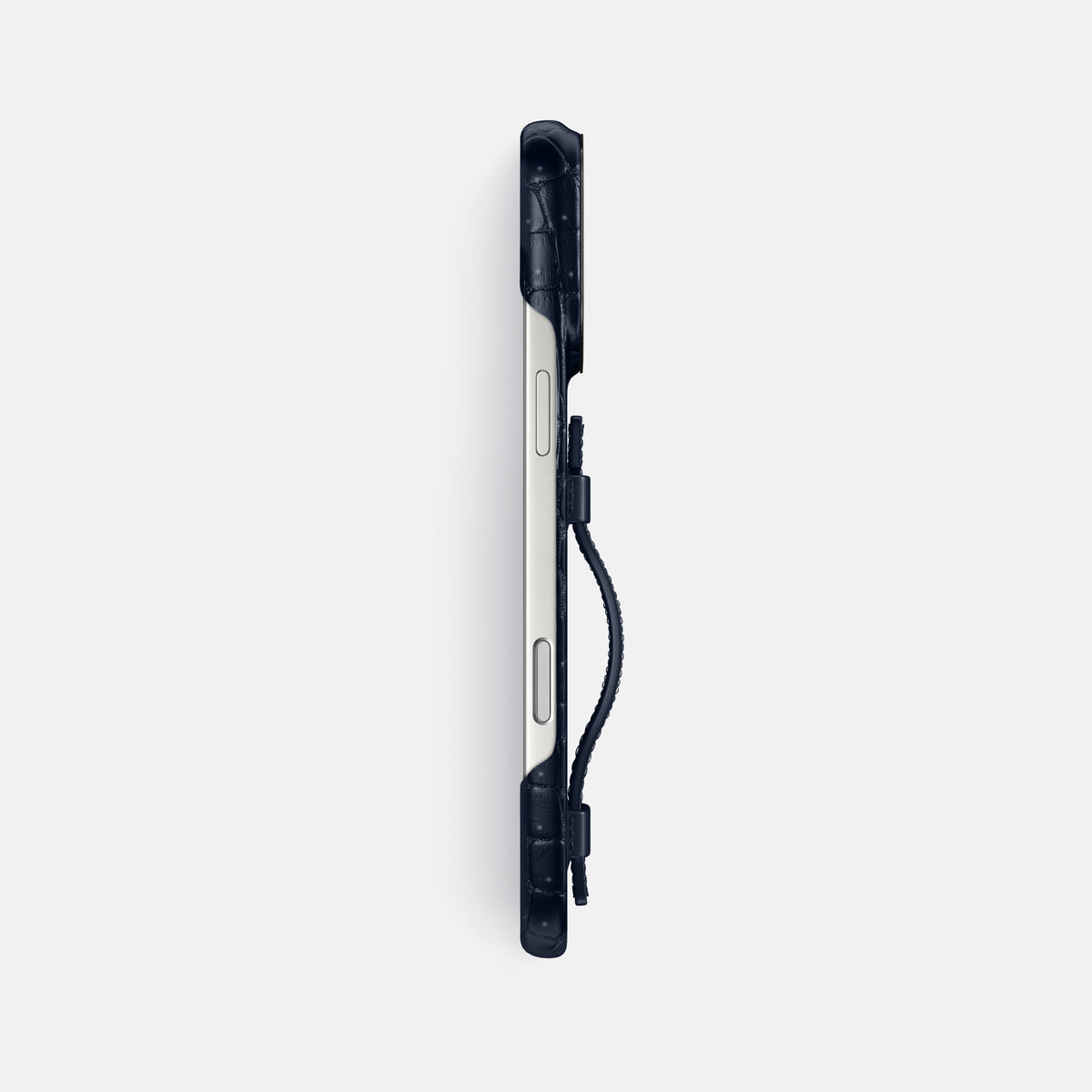 Handle Case For iPhone 17 Pro Max In Porosus Crocodile -3 | Deep-Blue-Sea-Black