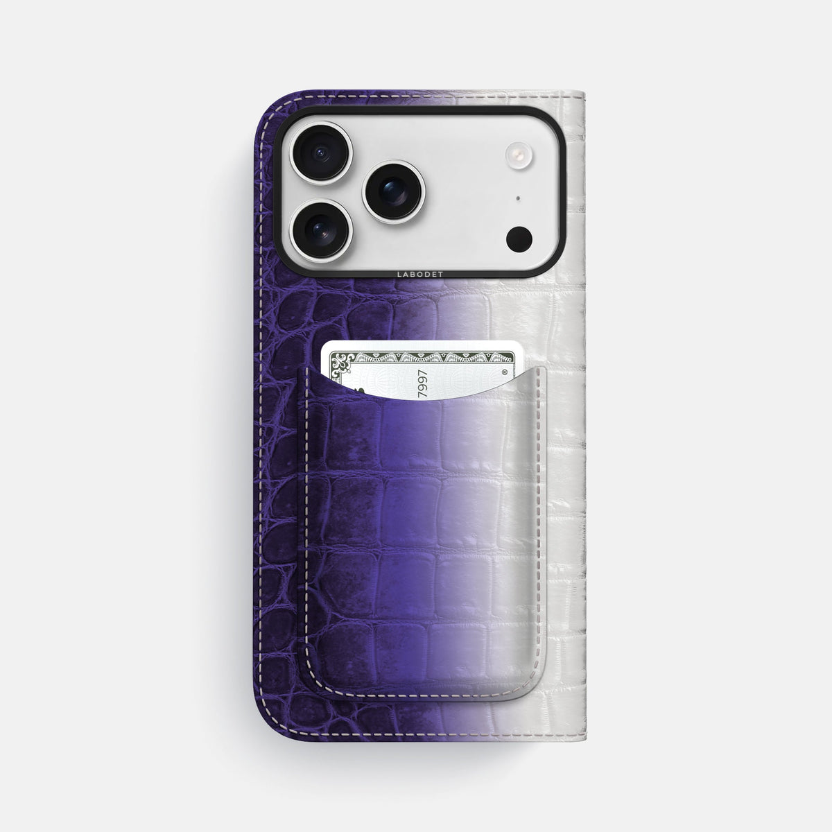 Folio Case with Card For iPhone 18 Pro Max In Himalayan Crocodile -3 | Purple-Black