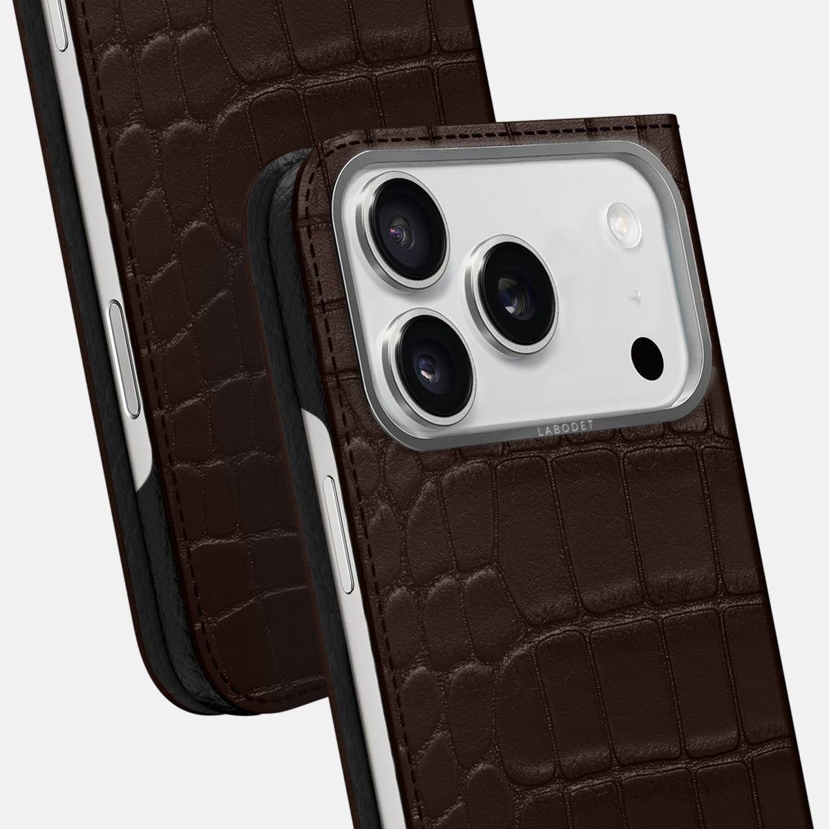 Folio Case For iPhone 17 Pro Max In Alligator -5 | Dark-Brown-Steel