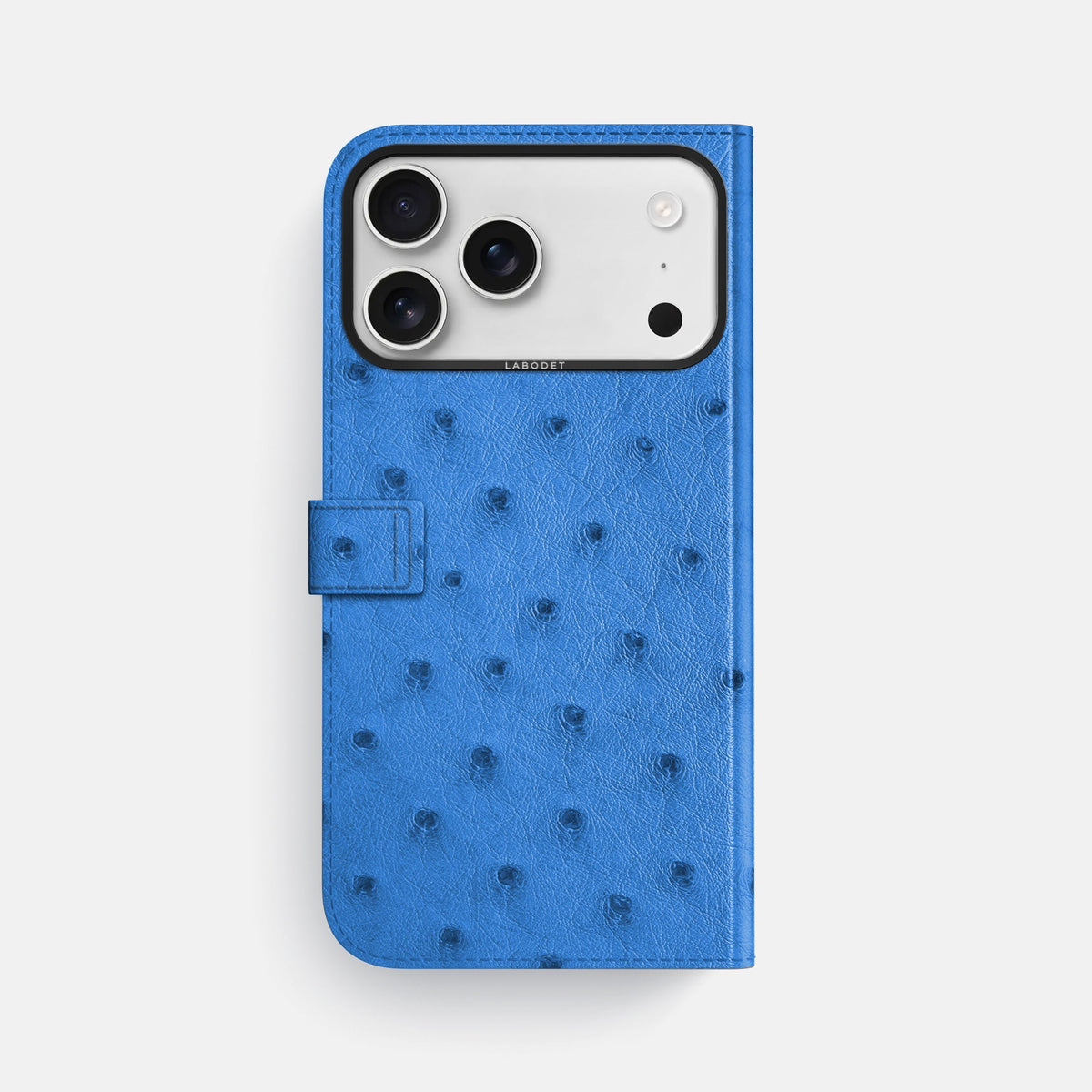 Folio Case with Clasp For iPhone 18 Pro Max In Ostrich -3 | Royal-Blue-Black