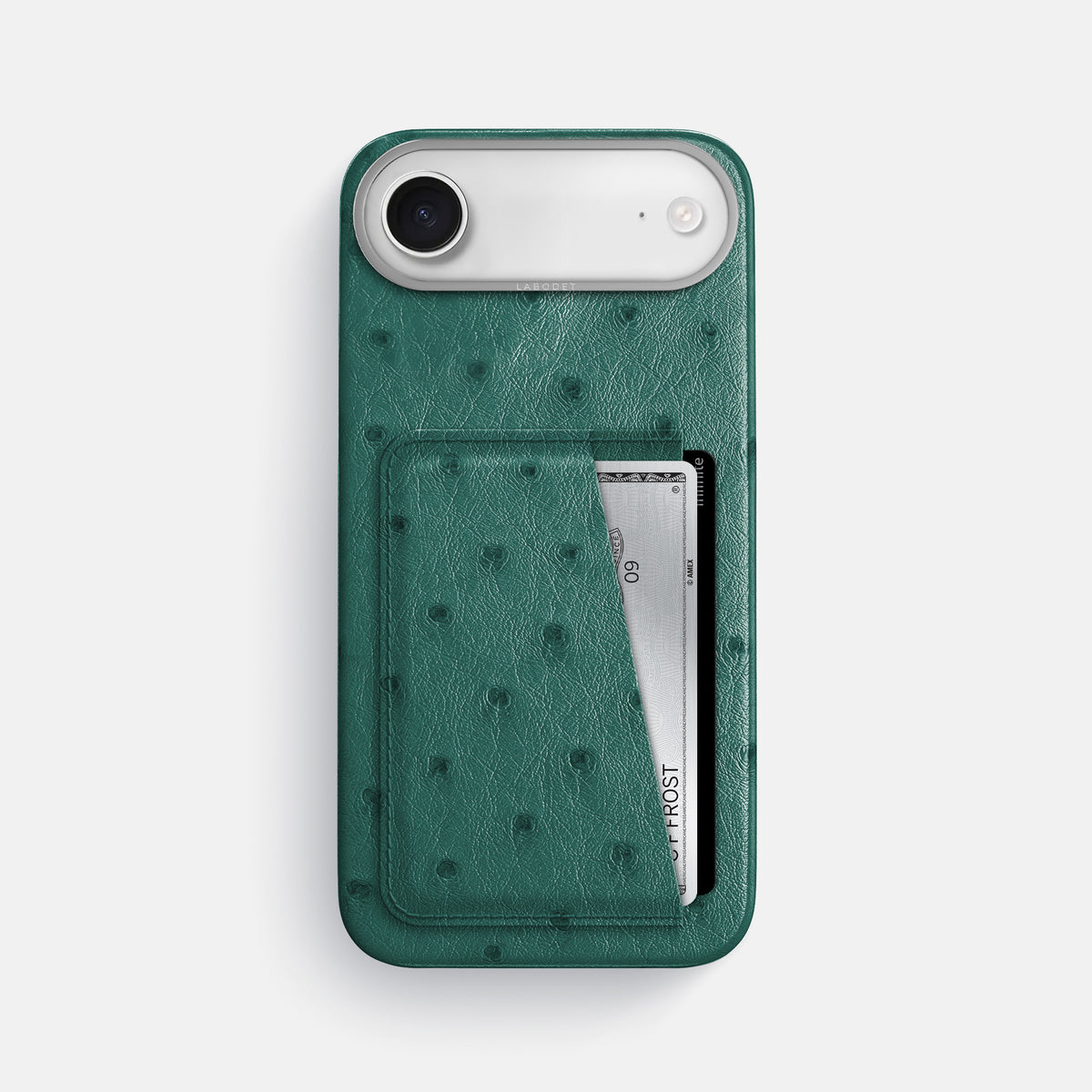Double Card Case For iPhone 17 Air In Ostrich -1 | Forest-Green-Steel
