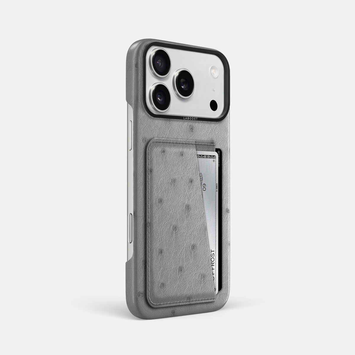 Double Card Case For iPhone 17 Pro Max In Ostrich -2 | Silver-Black