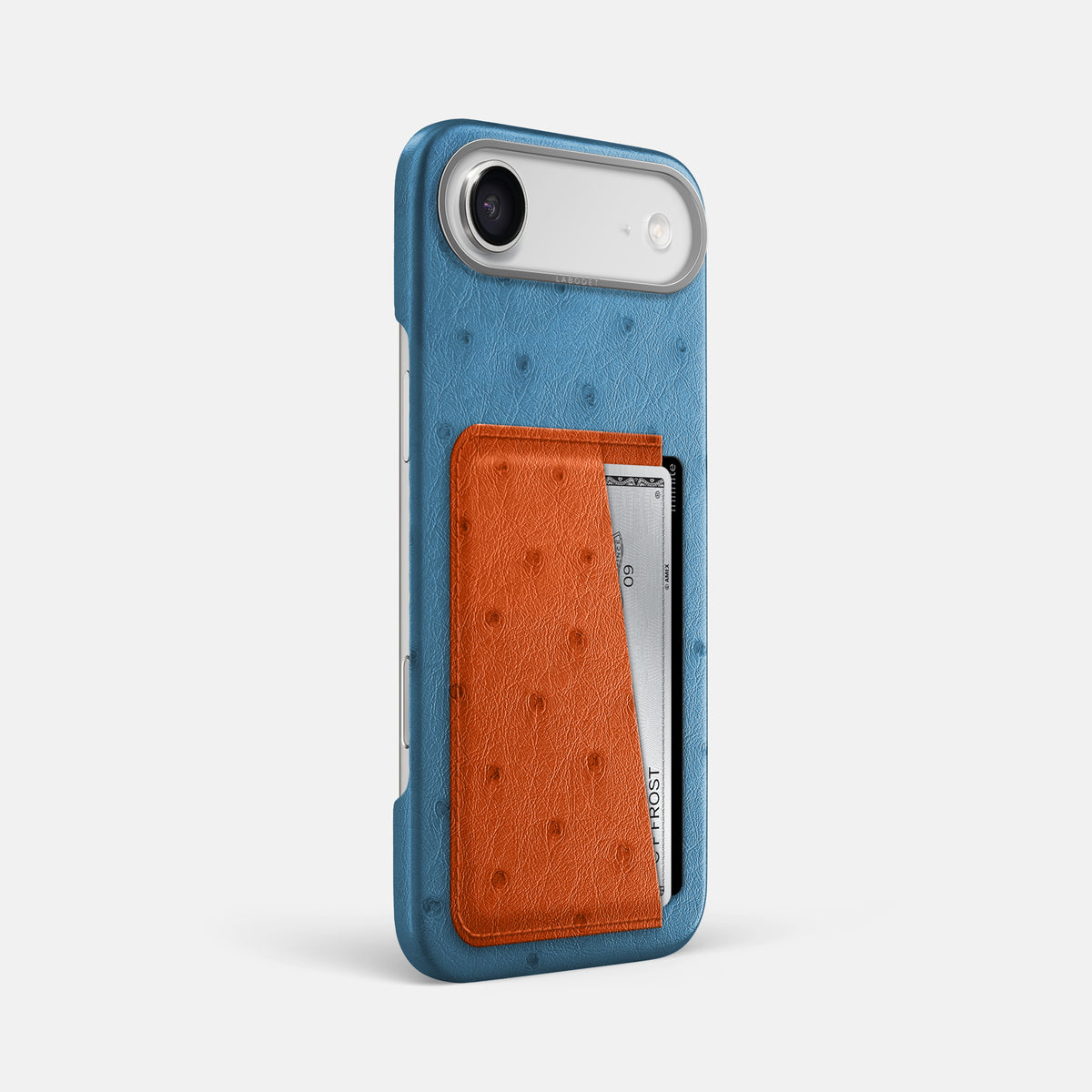 Double Card Case Coloré For iPhone 17 Air In Ostrich -2 | Blue-Jeans-Steel