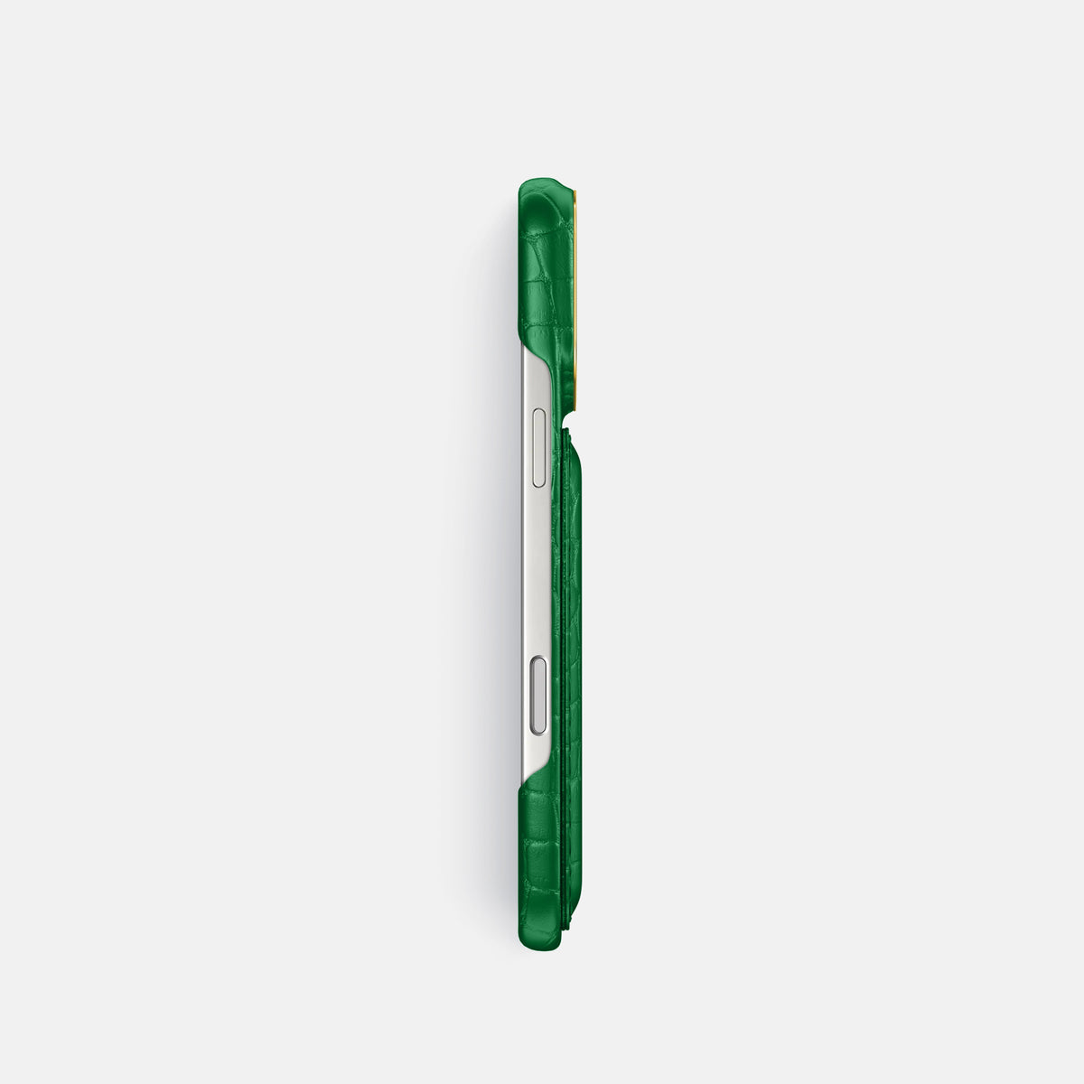 Double Card Case For iPhone 17 Pro In Alligator -3 | Forest-Green-Gold