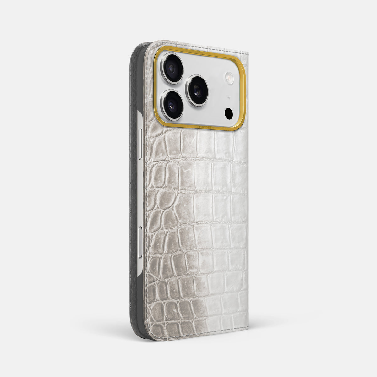 Folio Case For iPhone 17 Pro Max In Himalayan Crocodile -1 | Grey-Gold