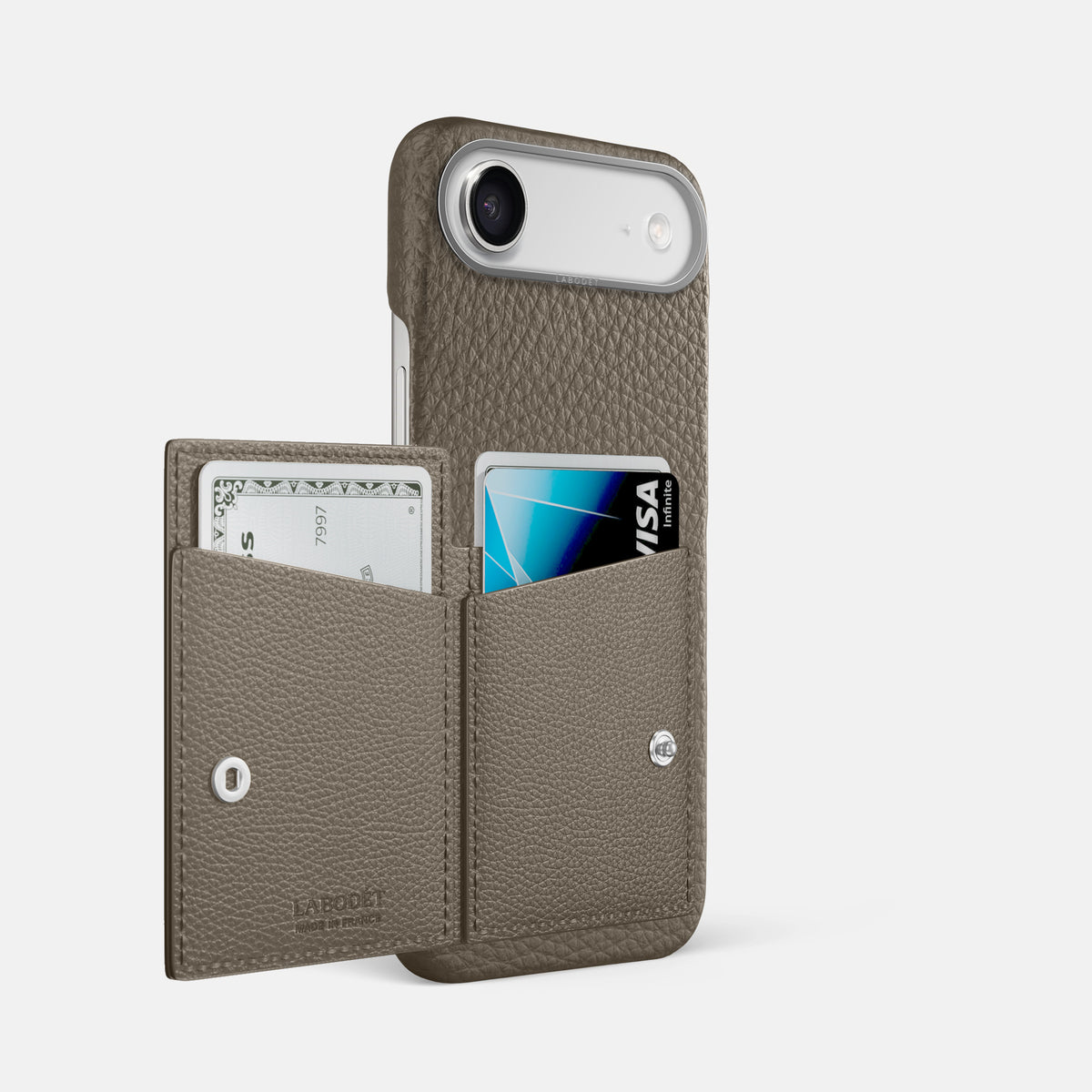 Bi-Fold Case For iPhone 17 Air In Calf -2 | Taupe-Steel