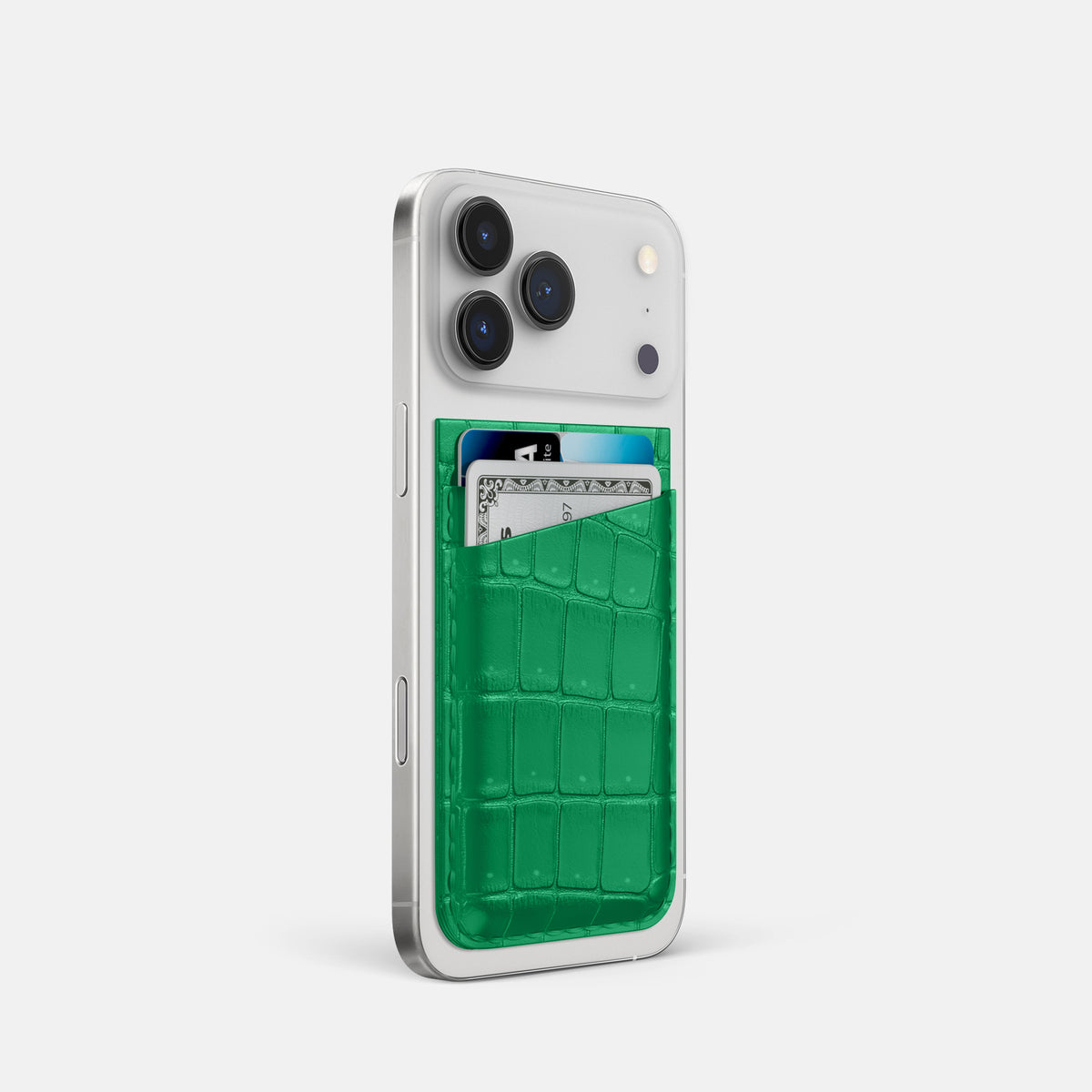 MagSafe Wallet For iPhone 17 Pro In Porosus Crocodile -2 | Cactus-Green