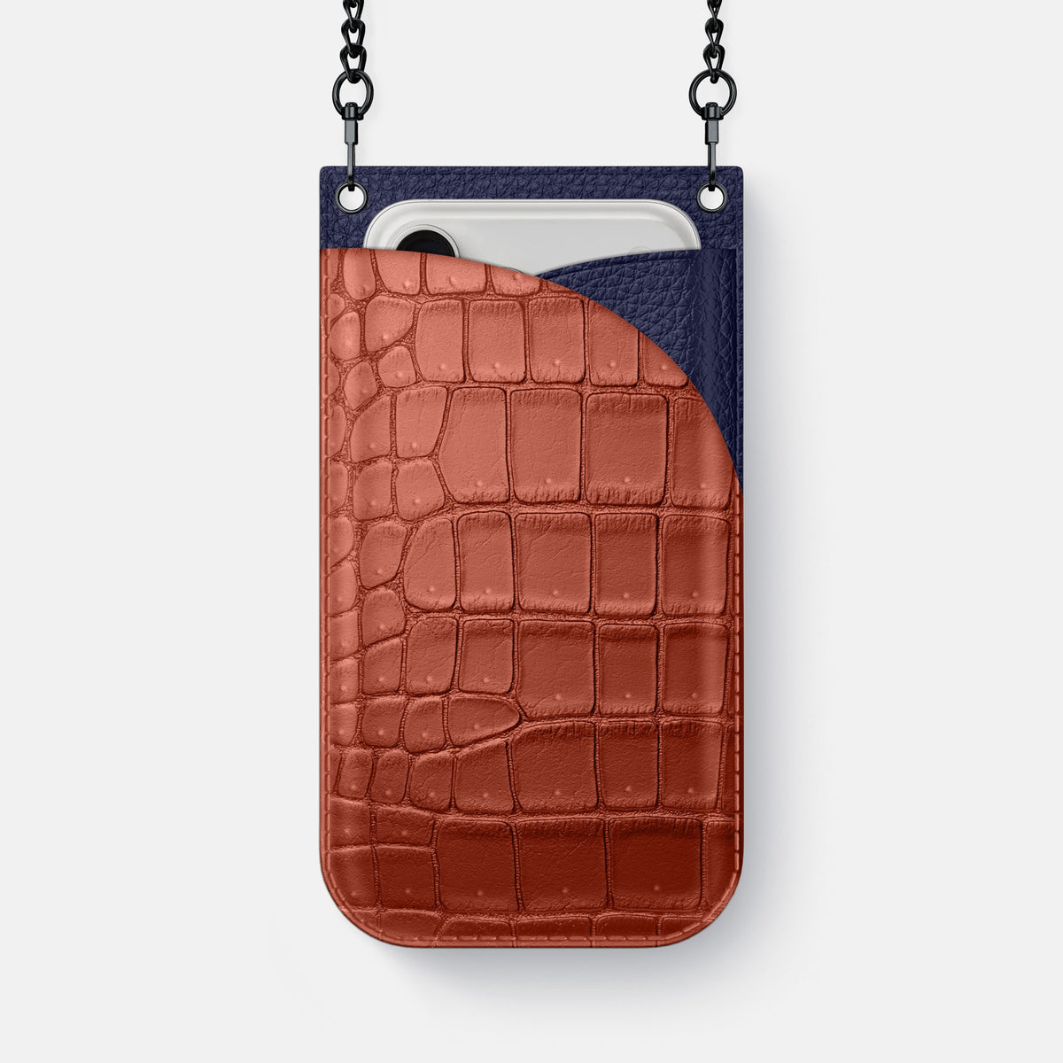 Crossbody Bag For iPhone 18 Pro Max In Porosus Crocodile -1 | Nuts-Black