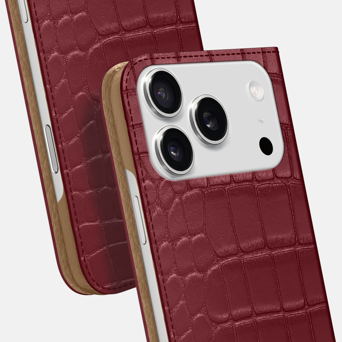 Folio Slim Case For iPhone 18 Pro Max In Alligator -5 | Burgundy