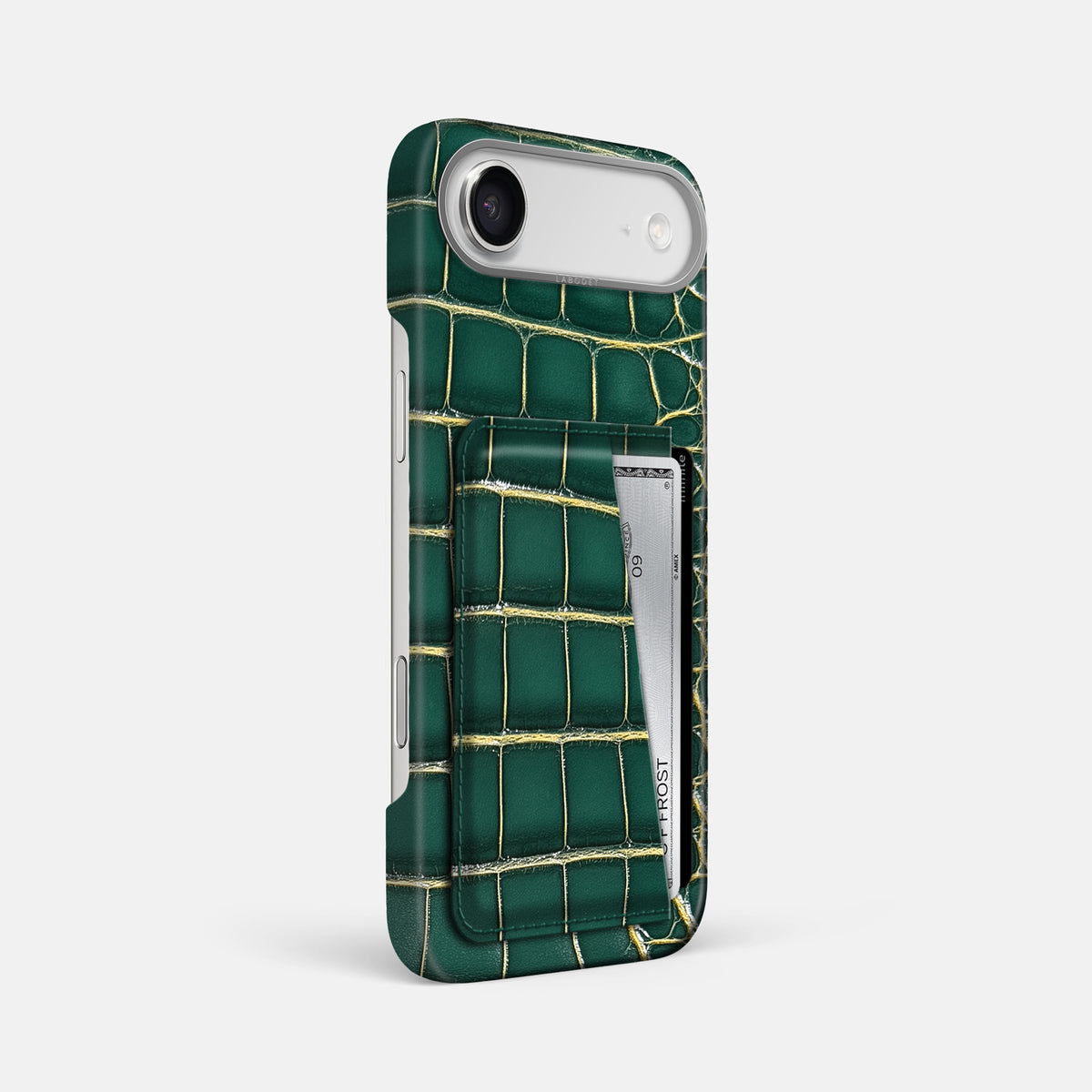 Double Card Case For iPhone 17 Air In Patina Alligator -2 | Cambridge-Steel