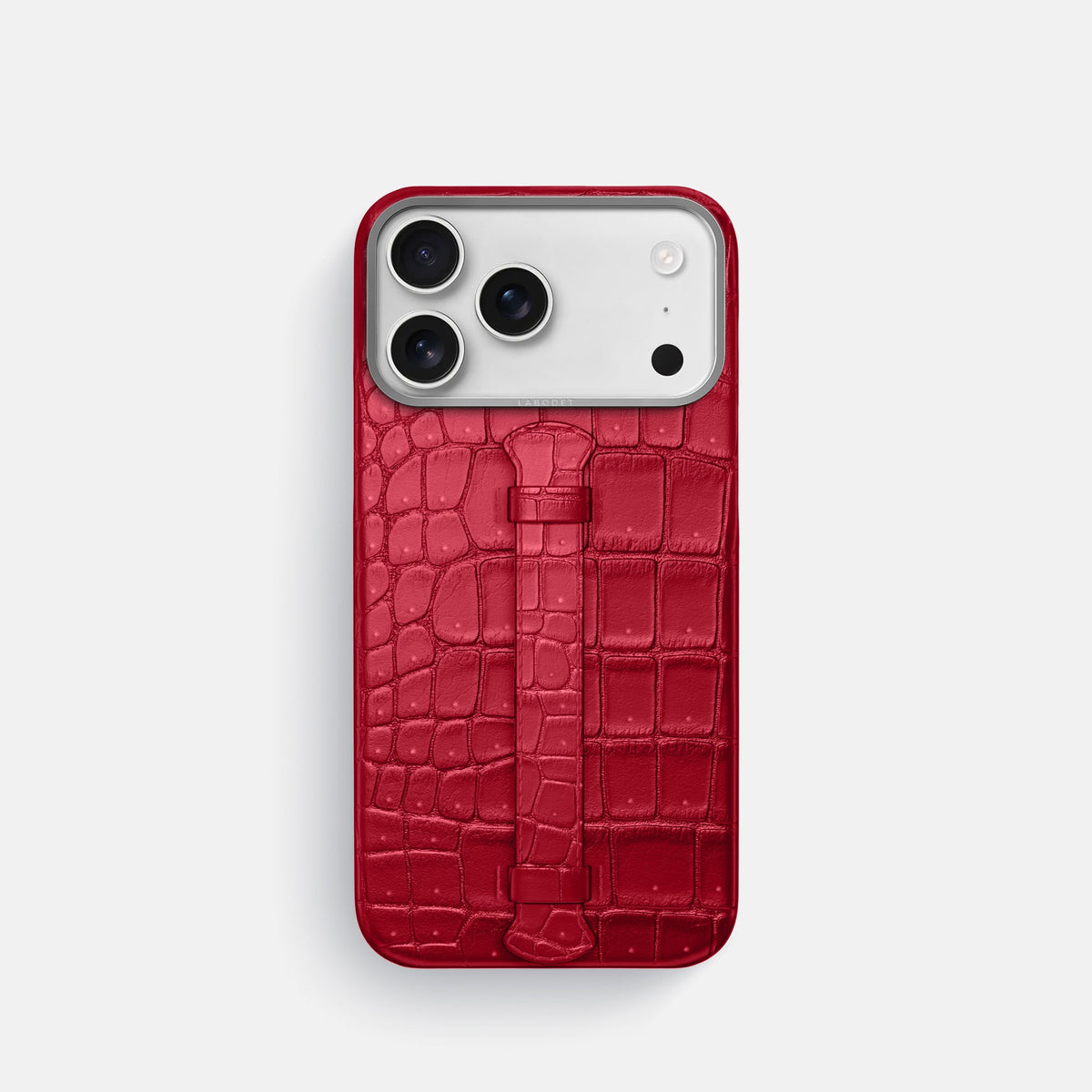 Center Handle For iPhone 18 Pro In Porosus Crocodile -1 | Burgundy-Steel