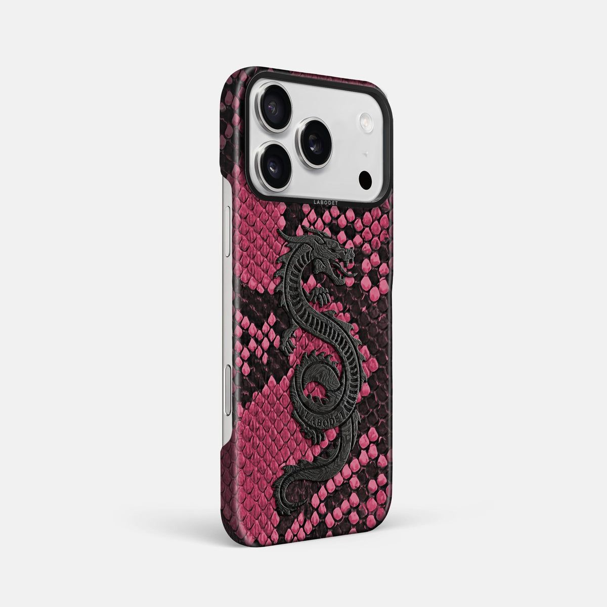 Classic Case With Carbon Dragon For iPhone 18 Pro Max In Deluxe Python -2 | Burgundy-Black