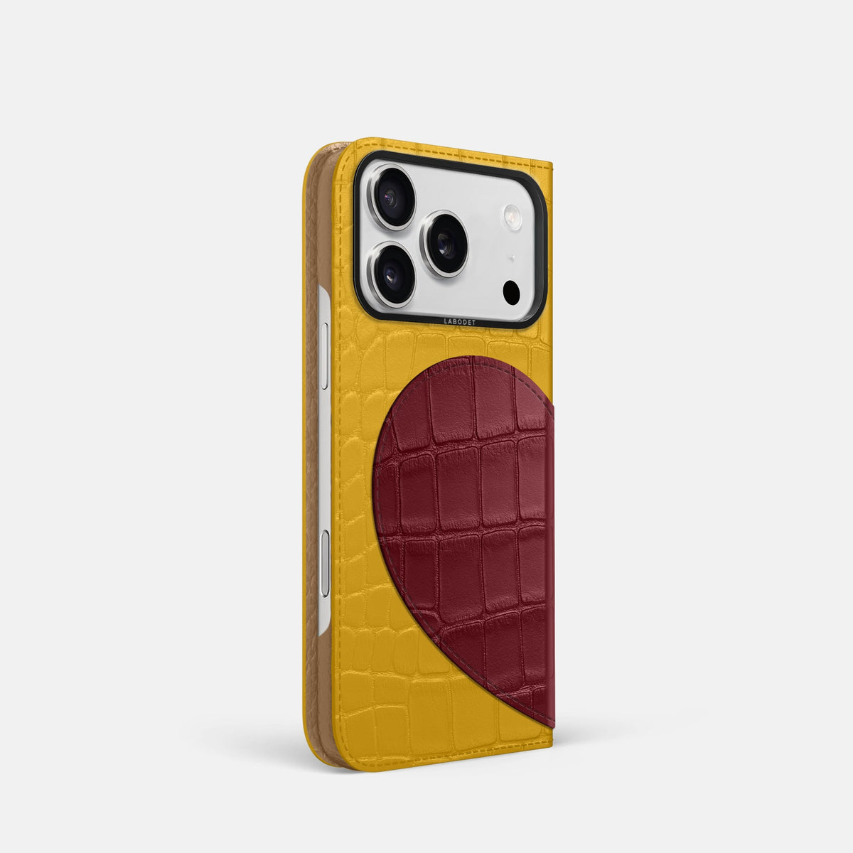 Folio Case With Heart For iPhone 18 Pro In Alligator -1 | Yellow-Black