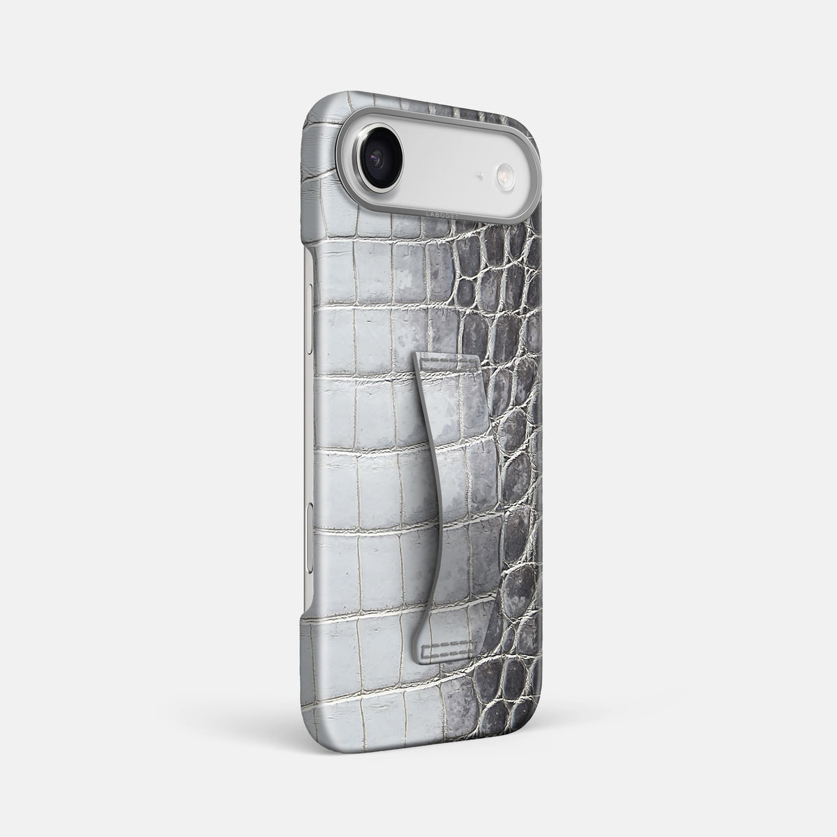 Finger Case For iPhone 17 Air In Himalayan Crocodile -2 | Silver-Steel