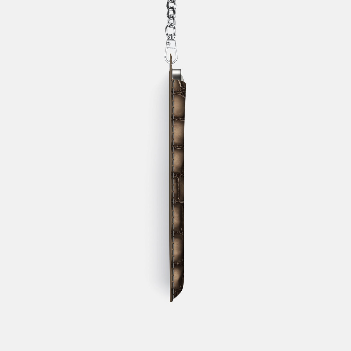 Crossbody Bag For iPhone 18 Pro In Patina Alligator -4 | Etoupe-Steel