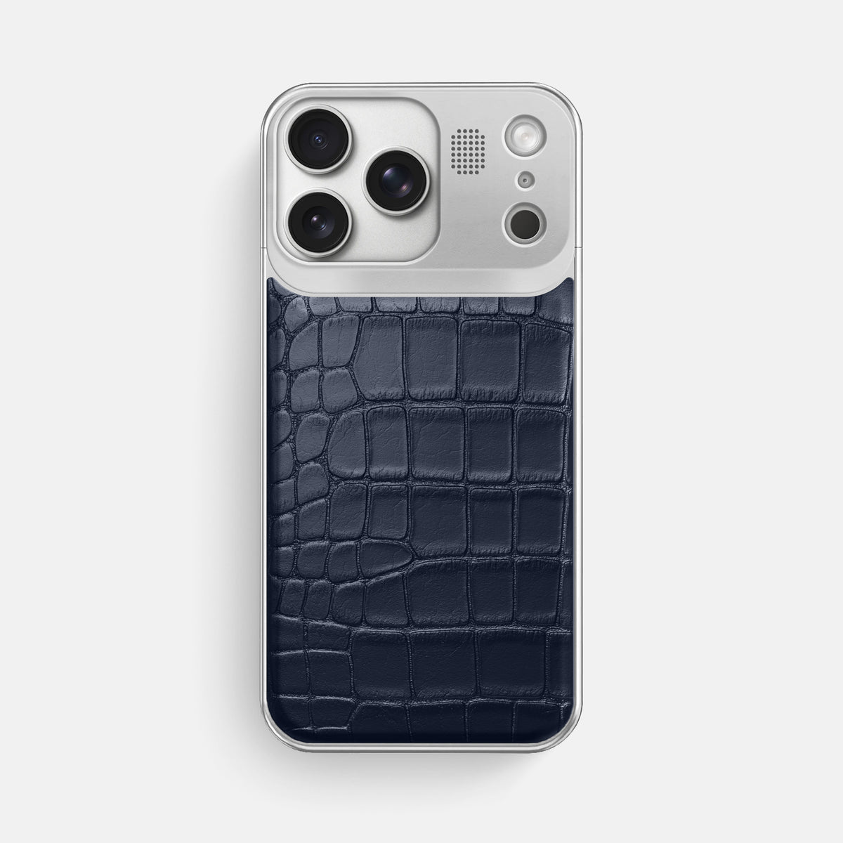 Metal Case For iPhone 17 Pro Max In Alligator -1 | Navy-Blue-Steel