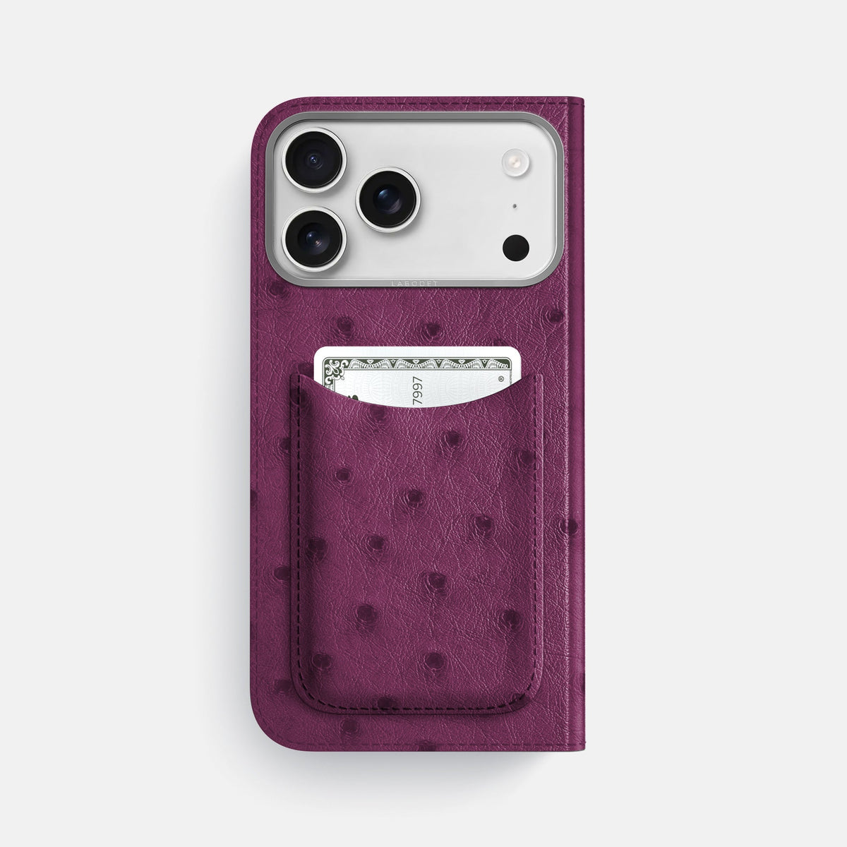 Folio Case with Card For iPhone 18 Pro Max In Ostrich -3 | Purple-Steel
