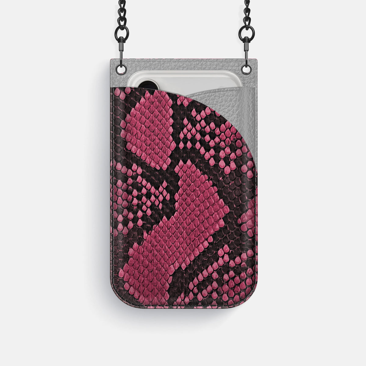 Crossbody Bag For iPhone 18 Pro In Deluxe Python -1 | Burgundy-Black