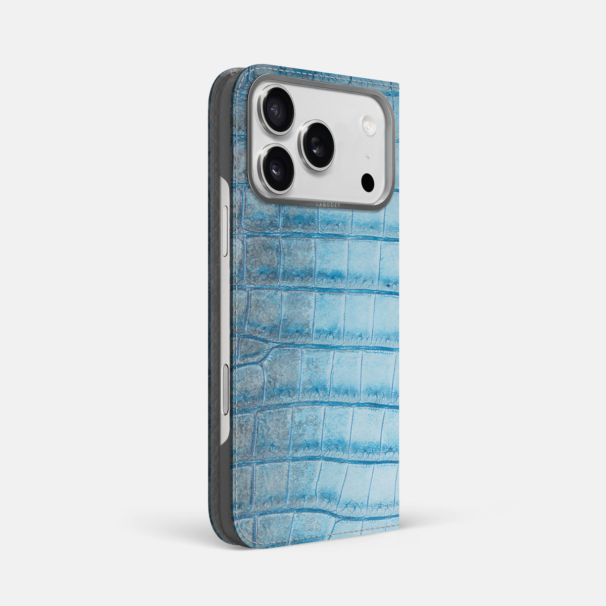 Folio Case For iPhone 17 Pro Max In Himalayan Crocodile -1 | Ice-Blue-Steel