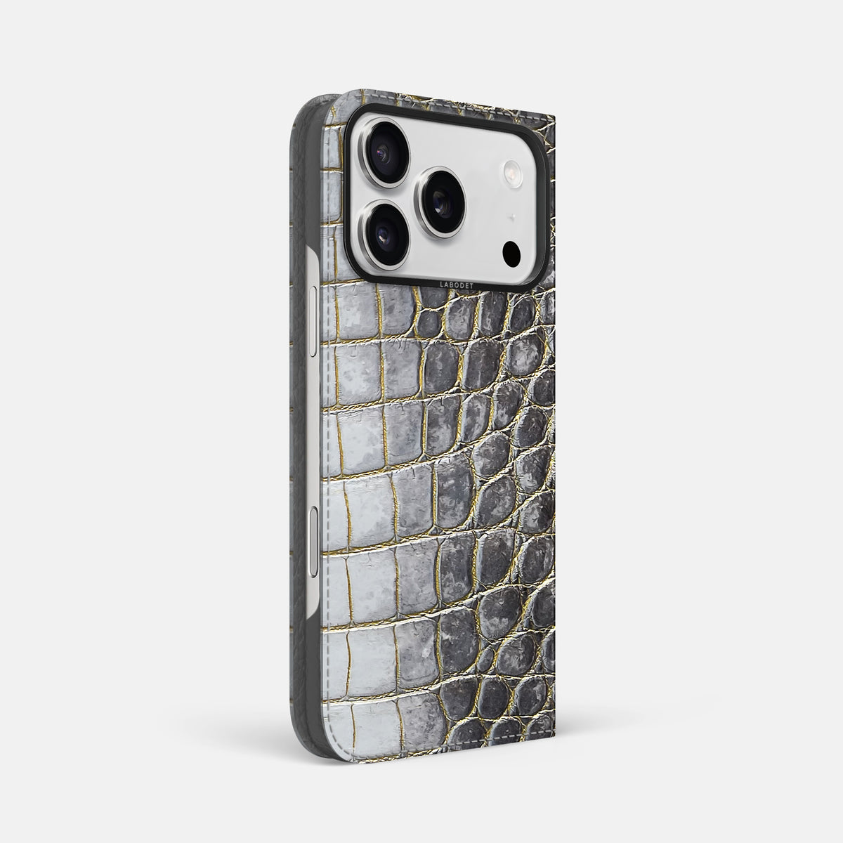Folio Case For iPhone 17 Pro Max In Himalayan Crocodile -1 | Gold-Black