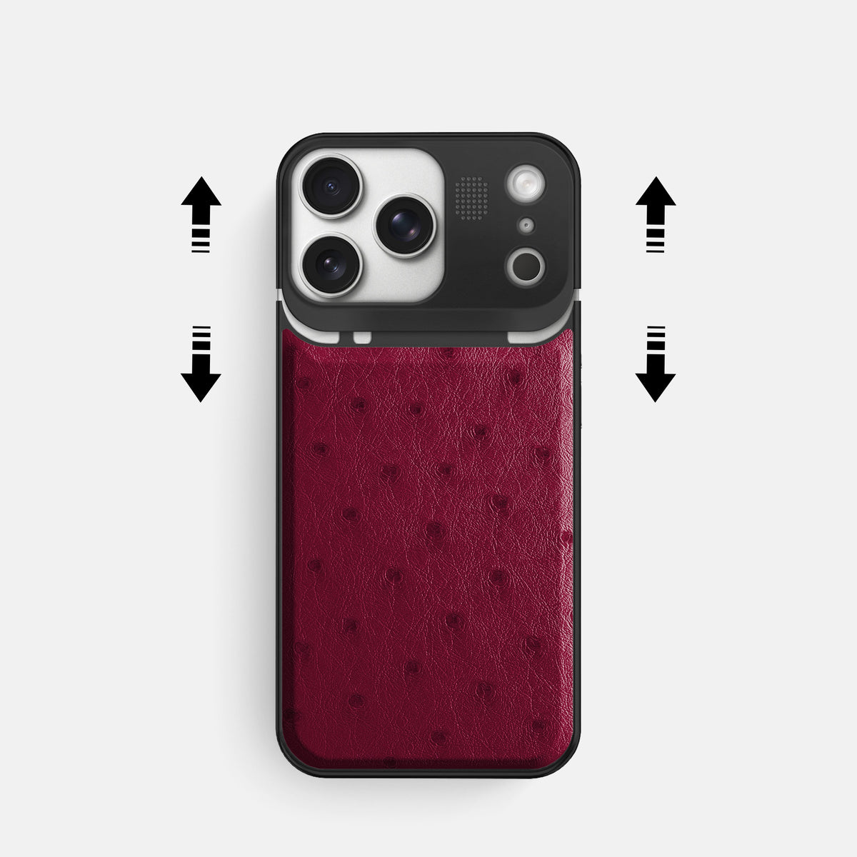 Metal Case For iPhone 17 Pro In Ostrich -2 | Bordeaux-Black