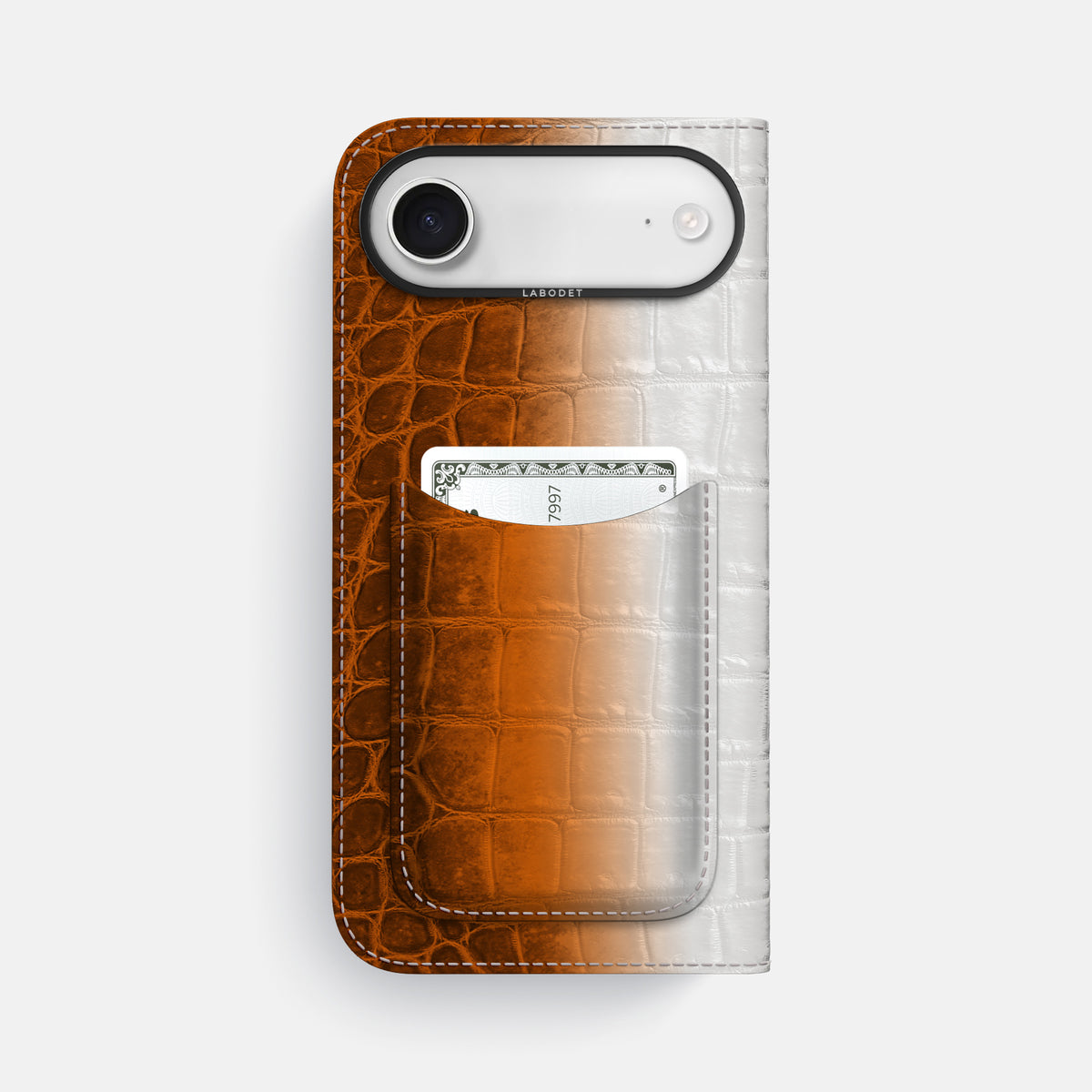 Folio Case with Card For iPhone 17 Air In Himalayan Crocodile -3 | Orange-Black
